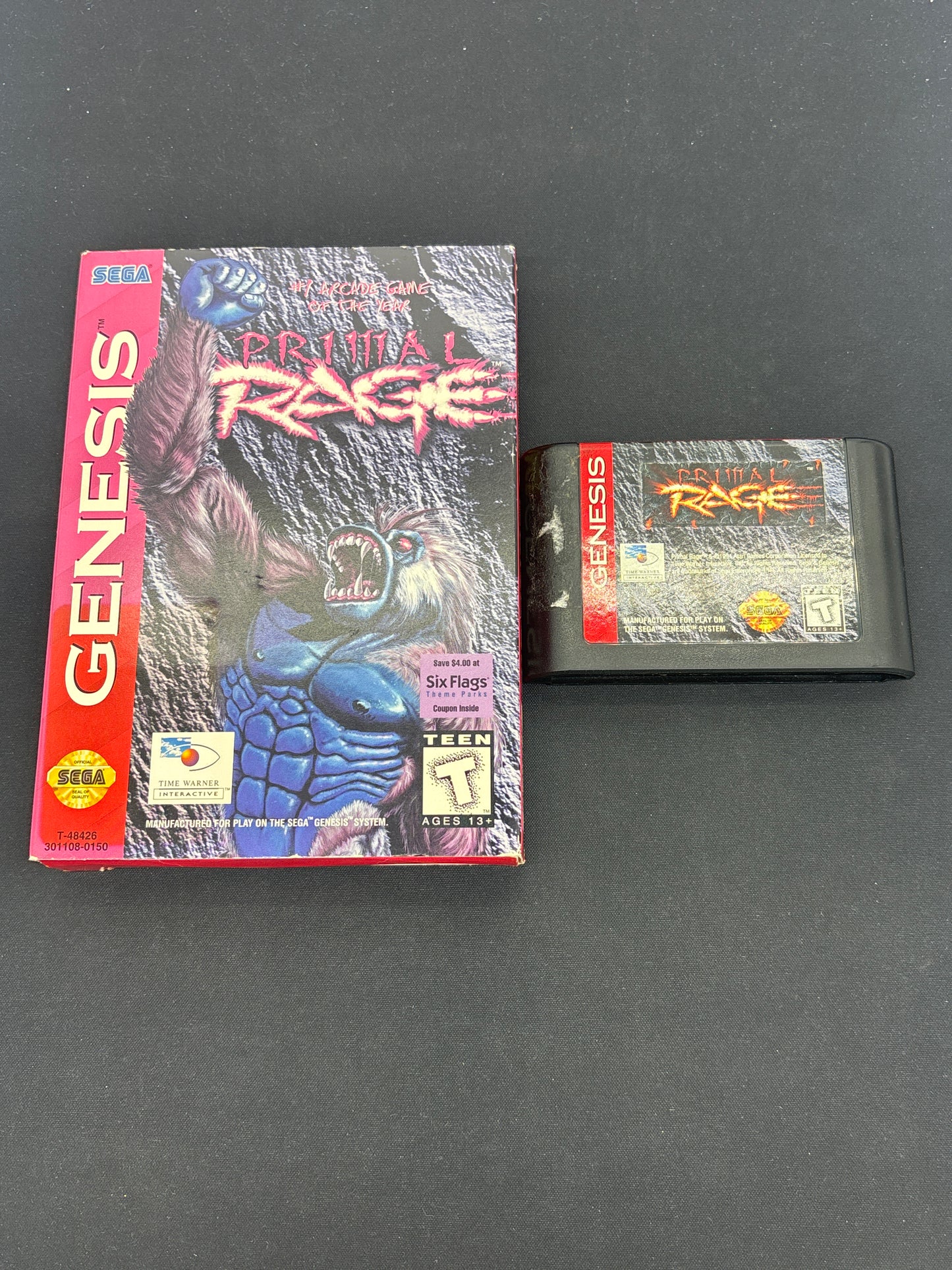 Auction Lot 204: Sega Genesis Video Game Primal Rage Box and Cartridge