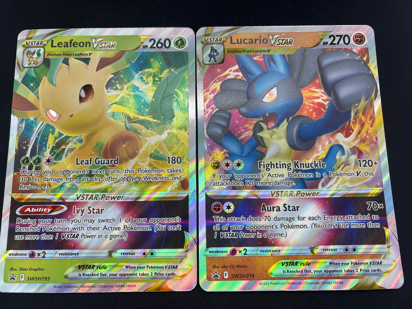 Auction Lot 174: Pokemon Cards JUMBO Lucario Leafeon VSTAR Condition Vary