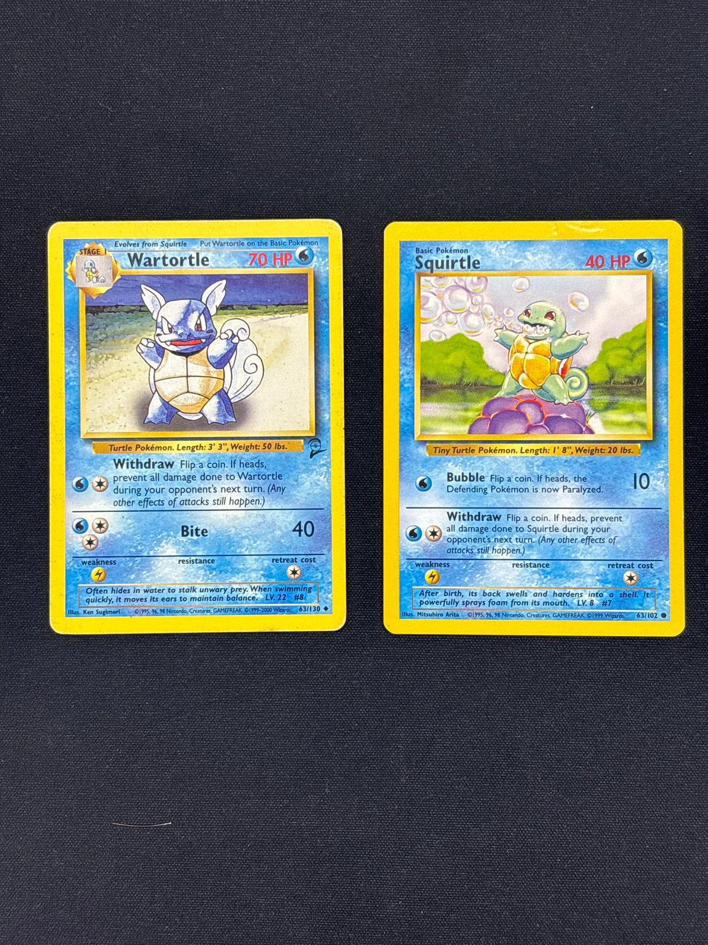 Auction Lot 246: Pokemon Squirtle Evolution Line Base Set Card Lot Conditions Vary