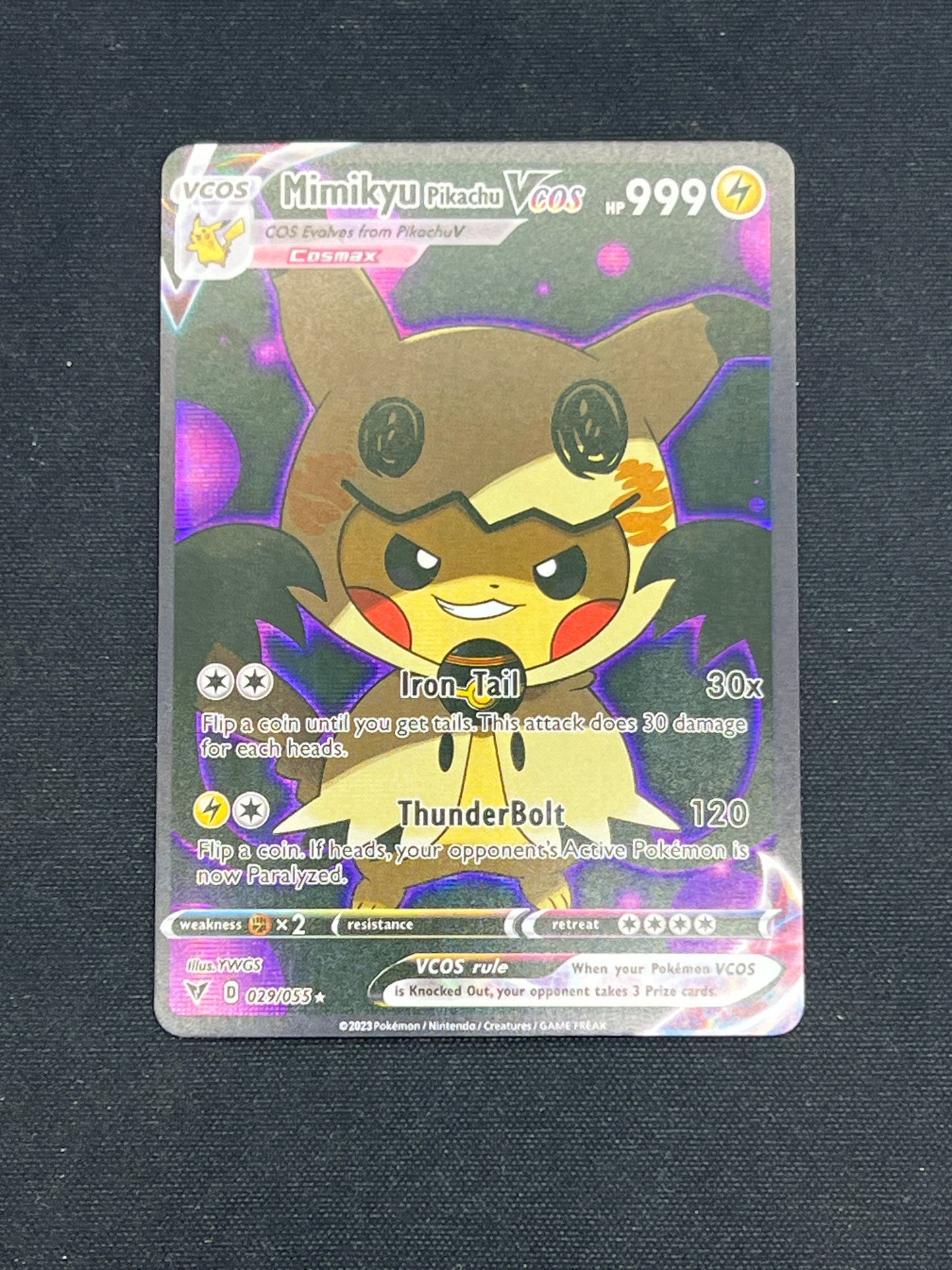 Auction Lot 314: Pokemon CUSTOM Cards Mimikyu Pikachu VCOS Full Art Condition Vary