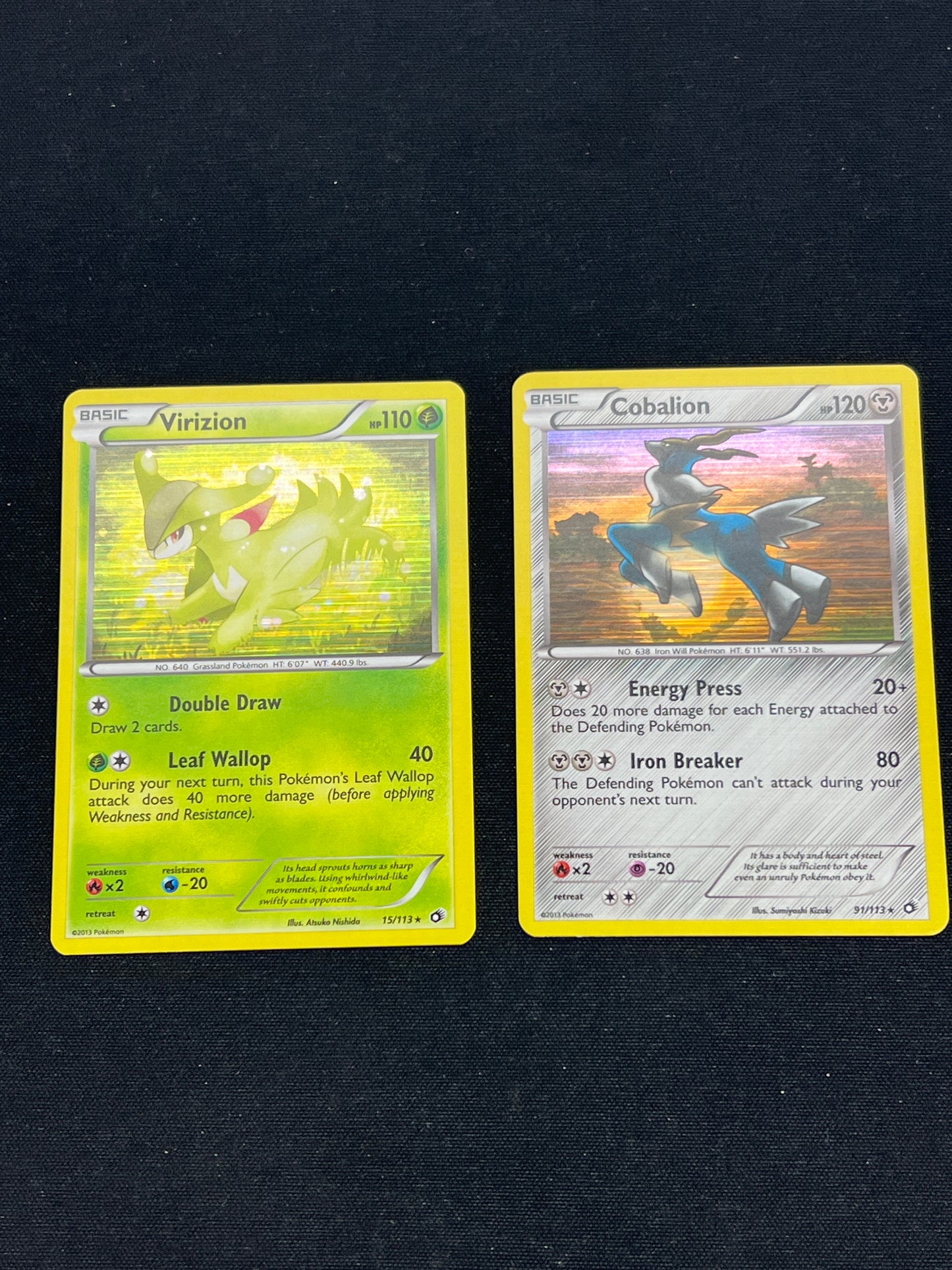 Auction Lot 310: Pokemon Cards Virizion & Cobalion Legendary Treasures Conditions Vary