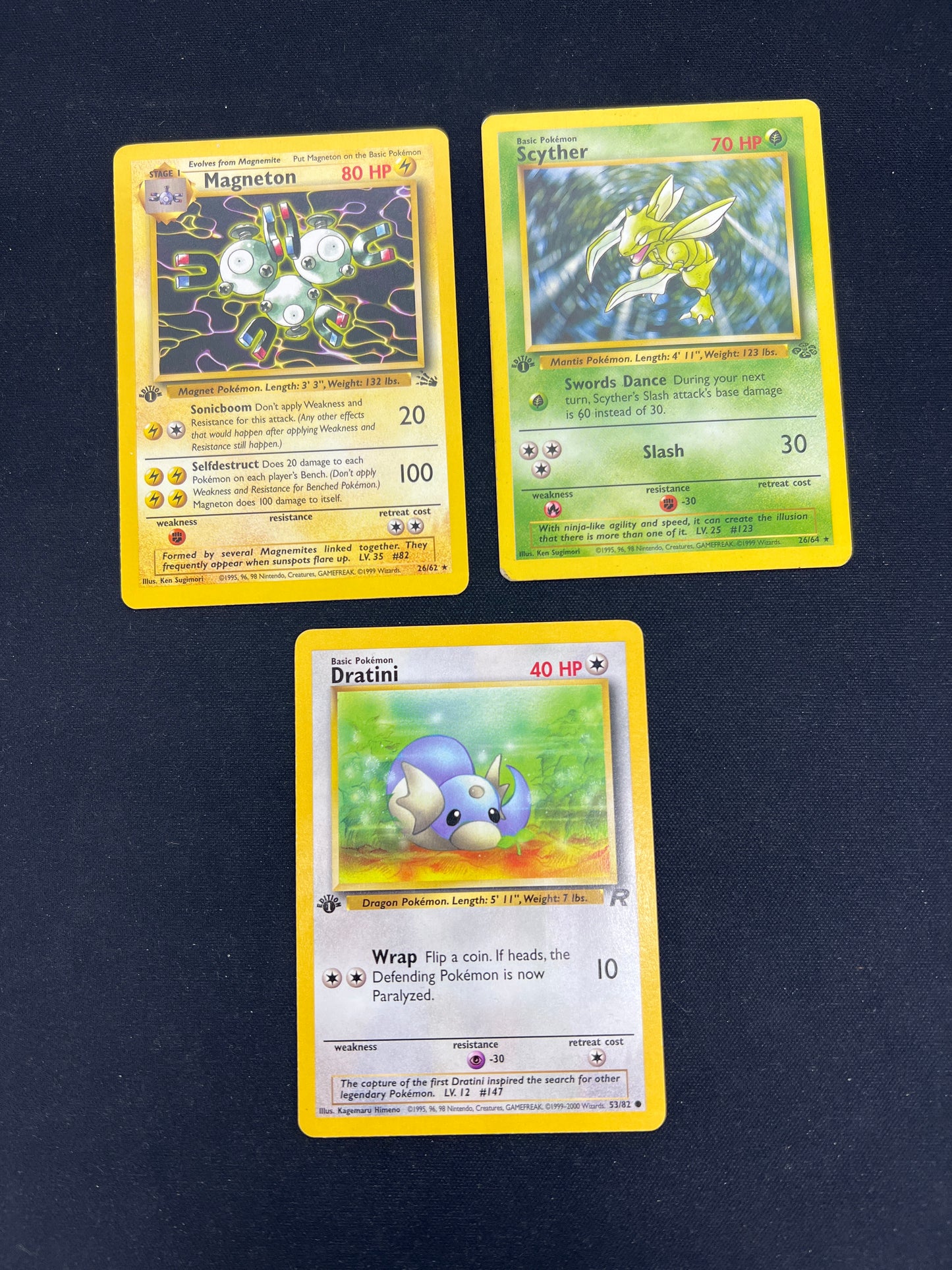 Auction Lot 90: Pokemon Cards Lot of 3 Assorted 1st Edition WOTC Conditions Vary
