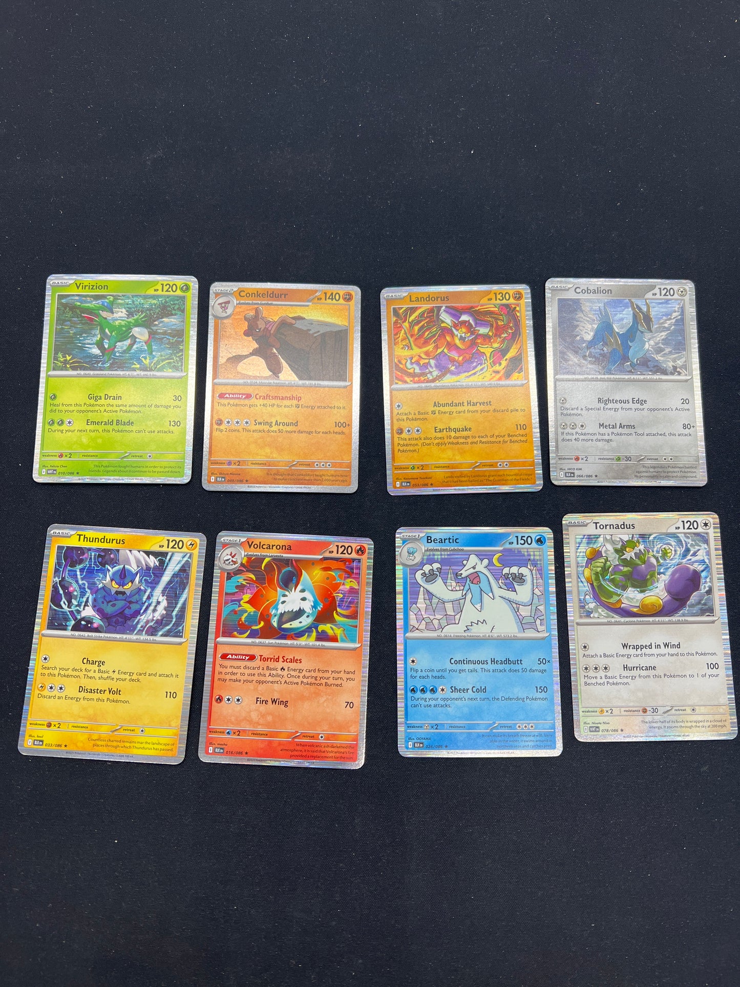 Auction Lot 82: Pokemon Cards Lot of 8 Holos SV Black Bolt White Flare Conditions Vary