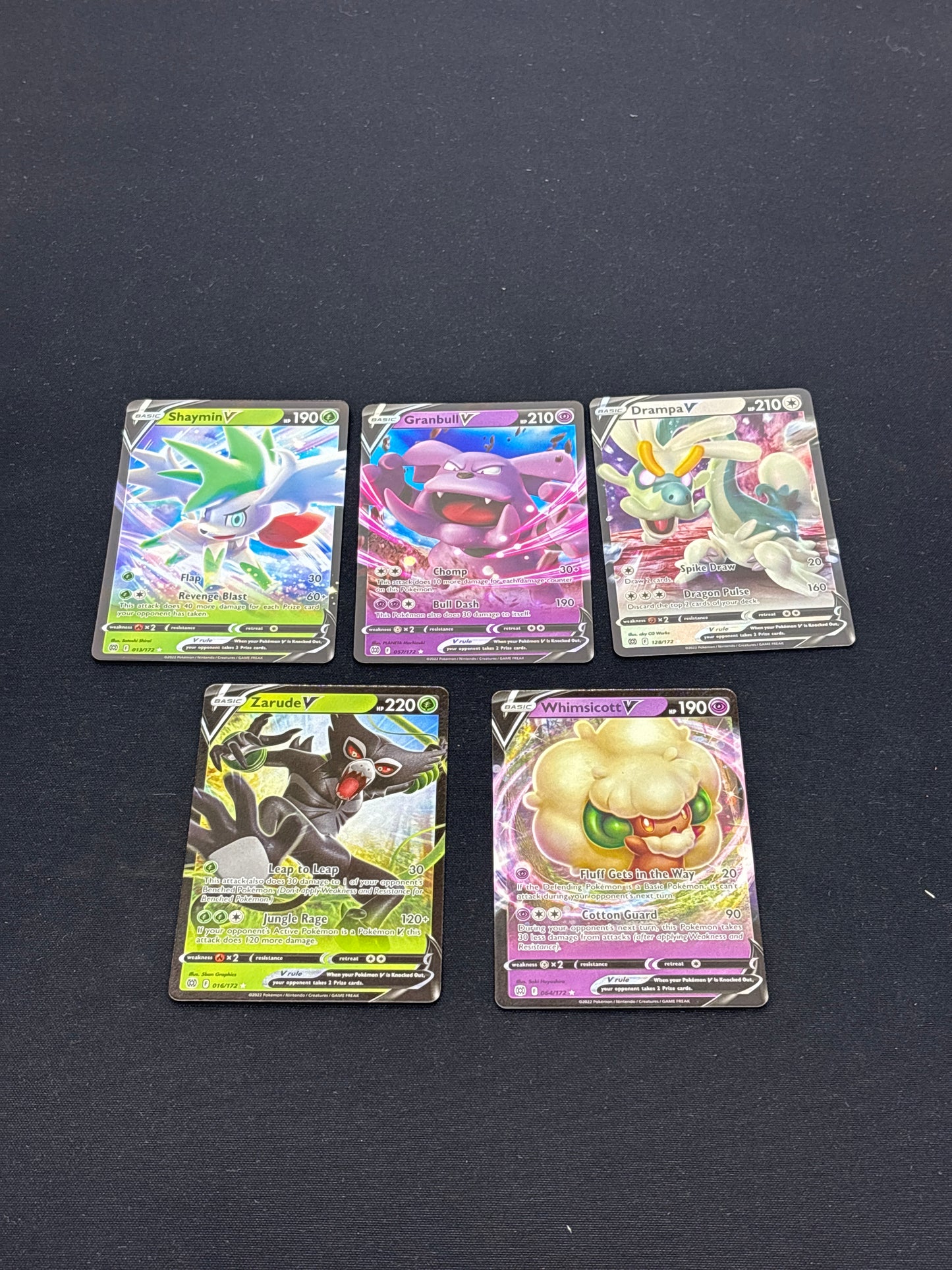Auction Lot 147: Pokemon Cards Assorted Lot of 5 V Full Arts Brilliant Stars Conditions Vary