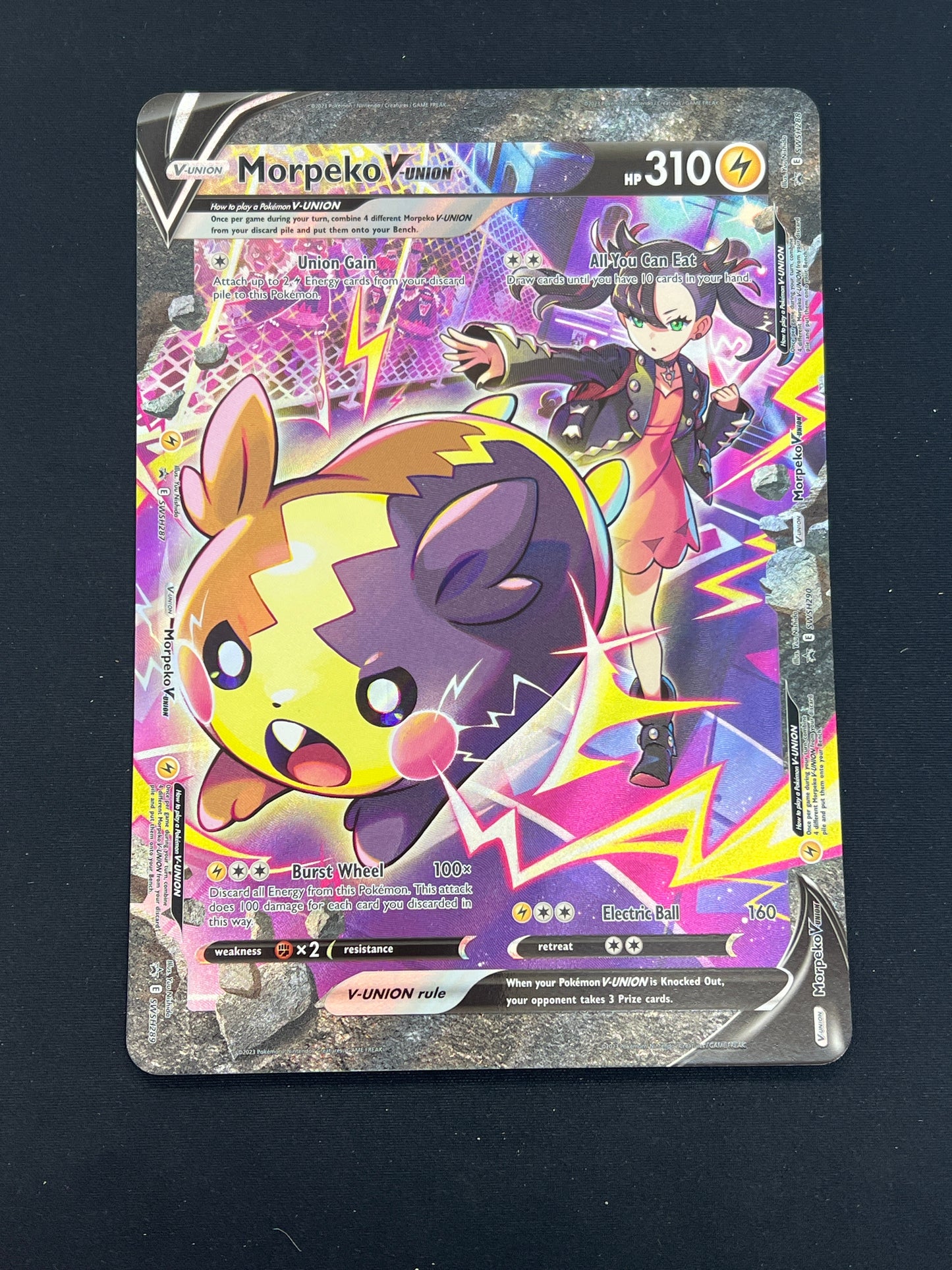 Auction Lot 126: Pokemon Cards Morpeko V-Union Jumbo Card Condition Vary