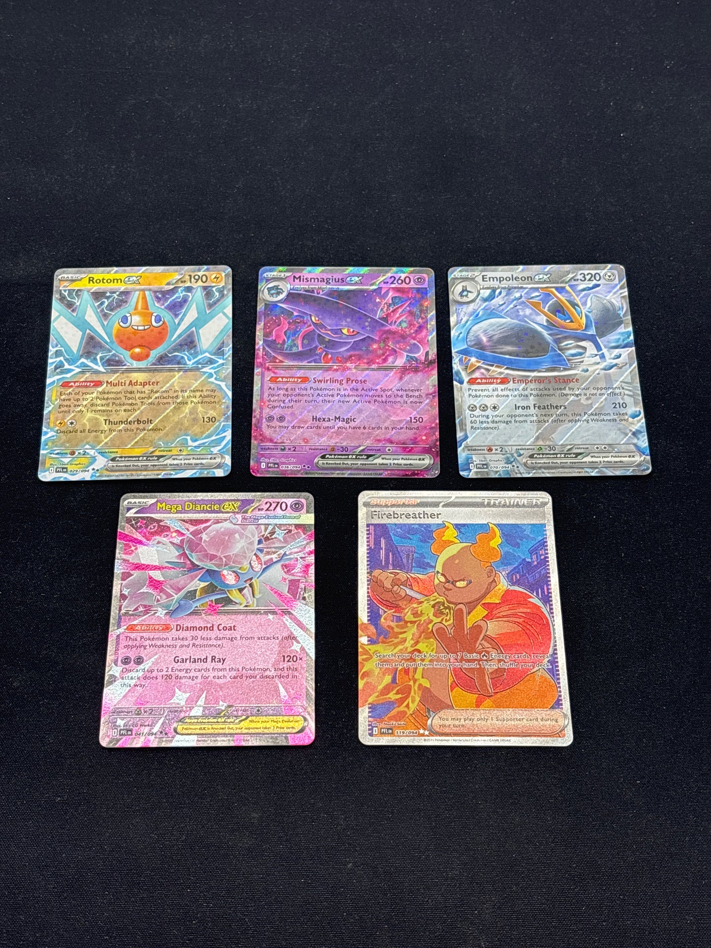 Auction Lot 36: Pokemon Cards Lot of 5 EX Double Rares and Firebreather Full Art Condition Vary