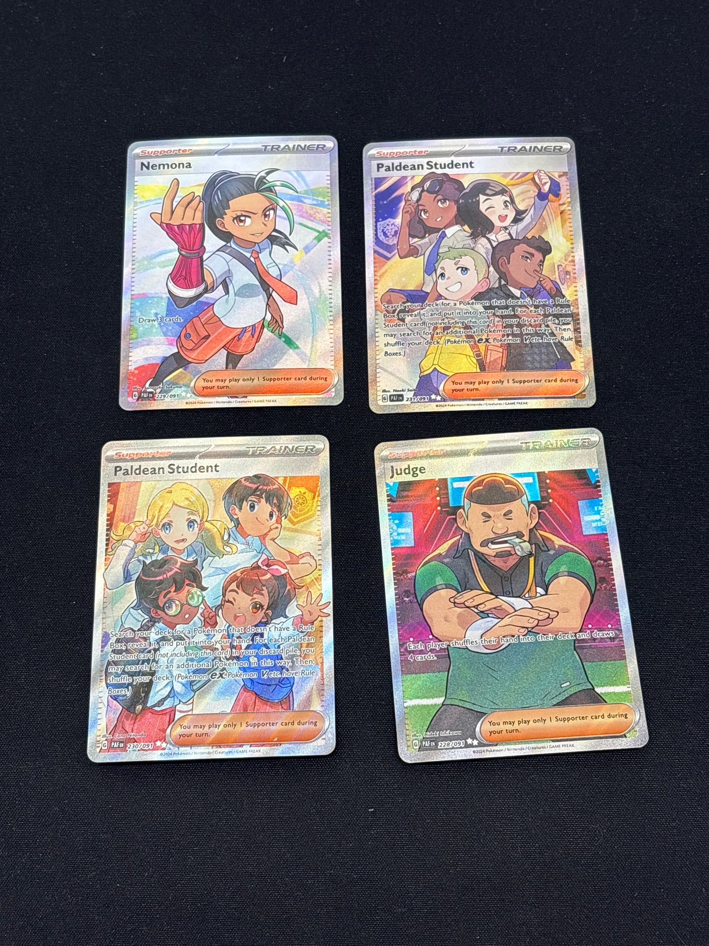 Auction Lot 398: Pokemon Cards Lot of 4 Paldean Fates Full Art Trainers Conditions Vary