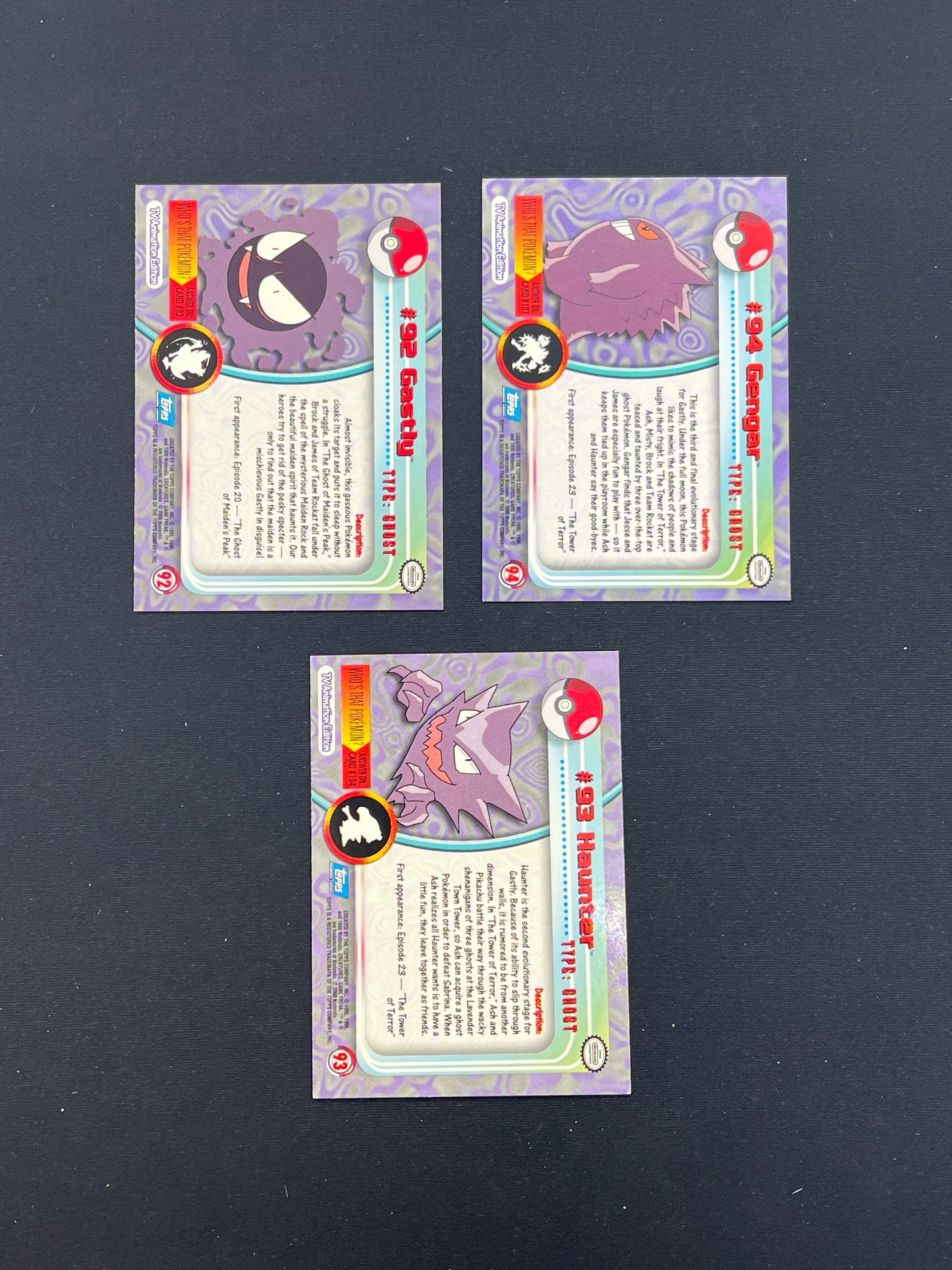 Auction Lot 96: Pokemon Topps Gengar Evolution Line Conditions Vary