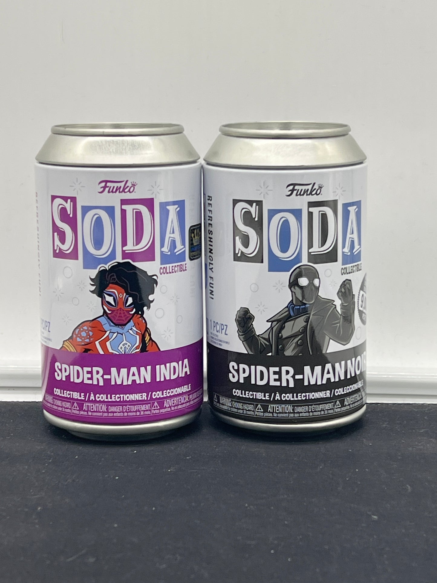 Auction Lot 65: Funko Soda Figures Spider Man Noir Spider Man India Lot of 2