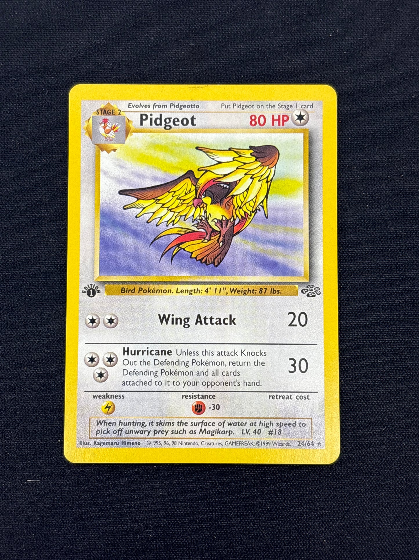 Auction Lot 131: Pokemon Card Pidgeot 1st Edition Jungle Conditions Vary