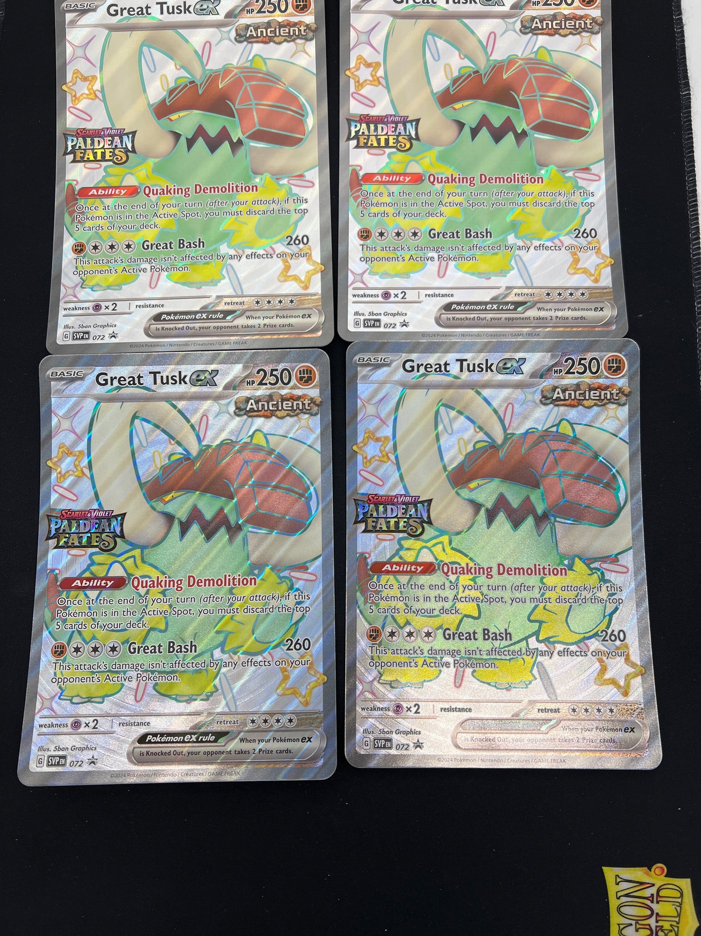Auction Lot 244: Pokemon Cards Great Tusks EX Jumbo Lot of 4 Conditions Vary