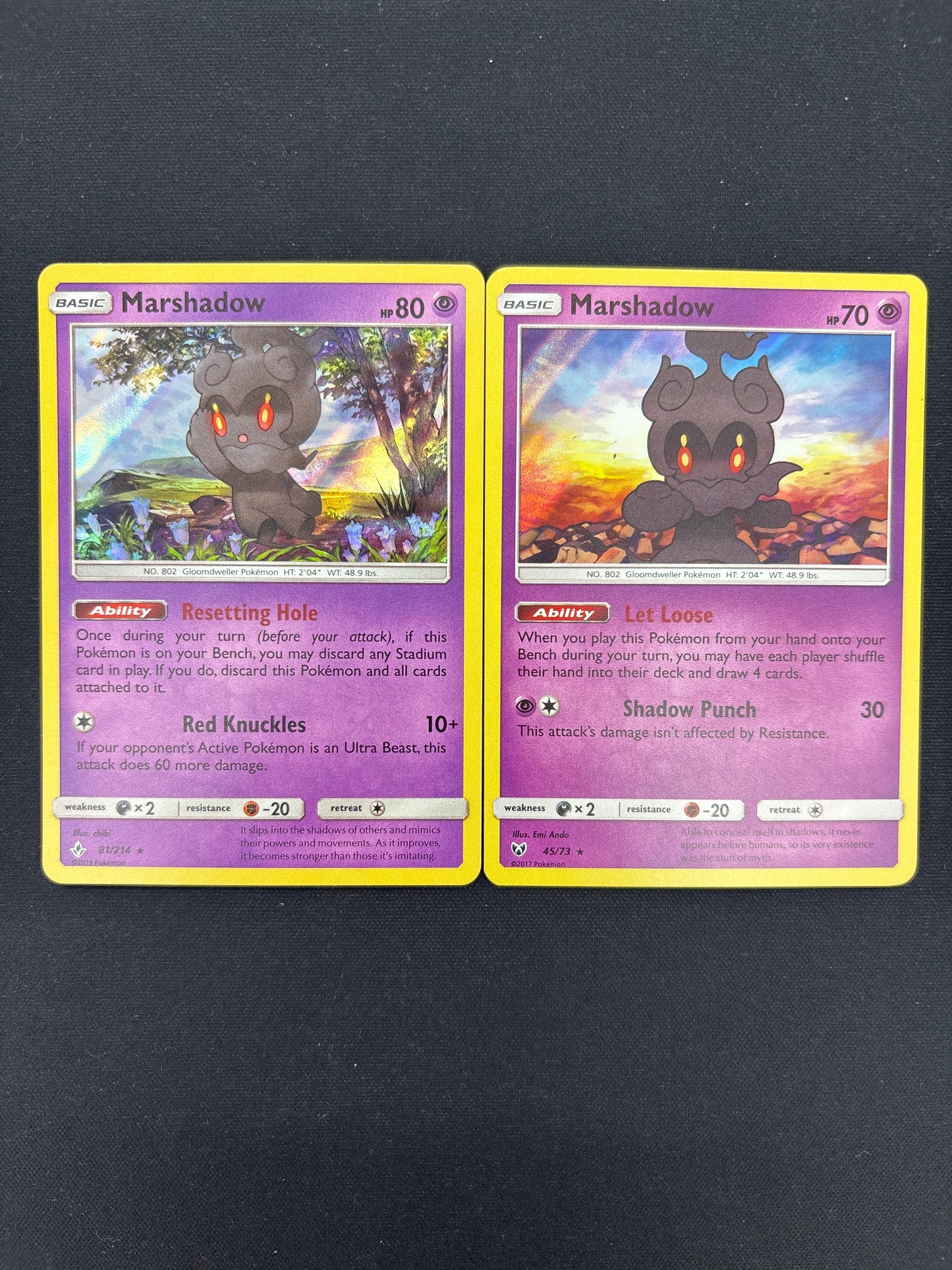 Auction Lot 47: Pokemon Cards Lot of 2 Marshadow Holo Conditions Vary