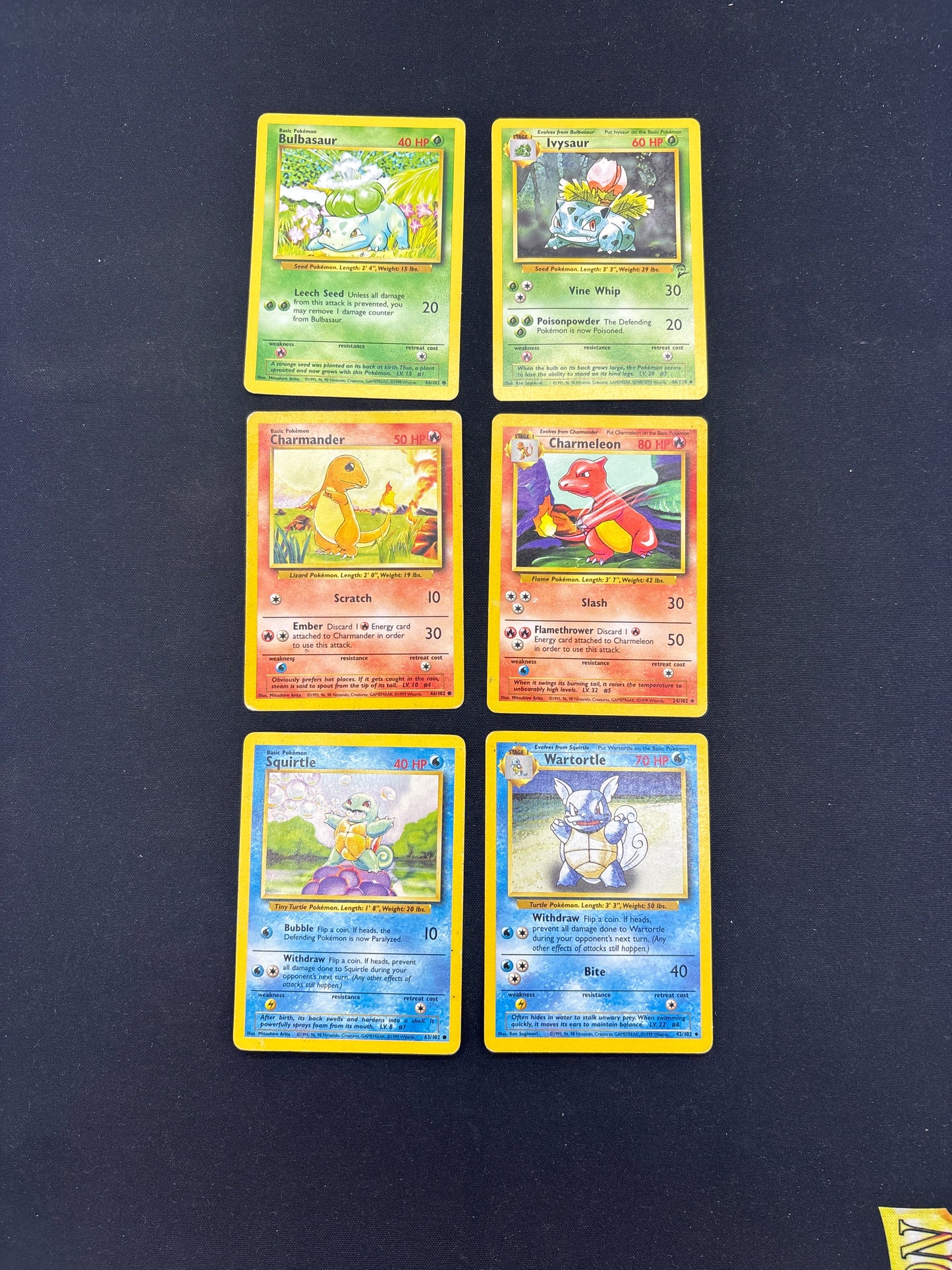Auction Lot 15: Pokemon Cards Lot of 6 Pokemon Base Set Kanto Starters Conditions Vary