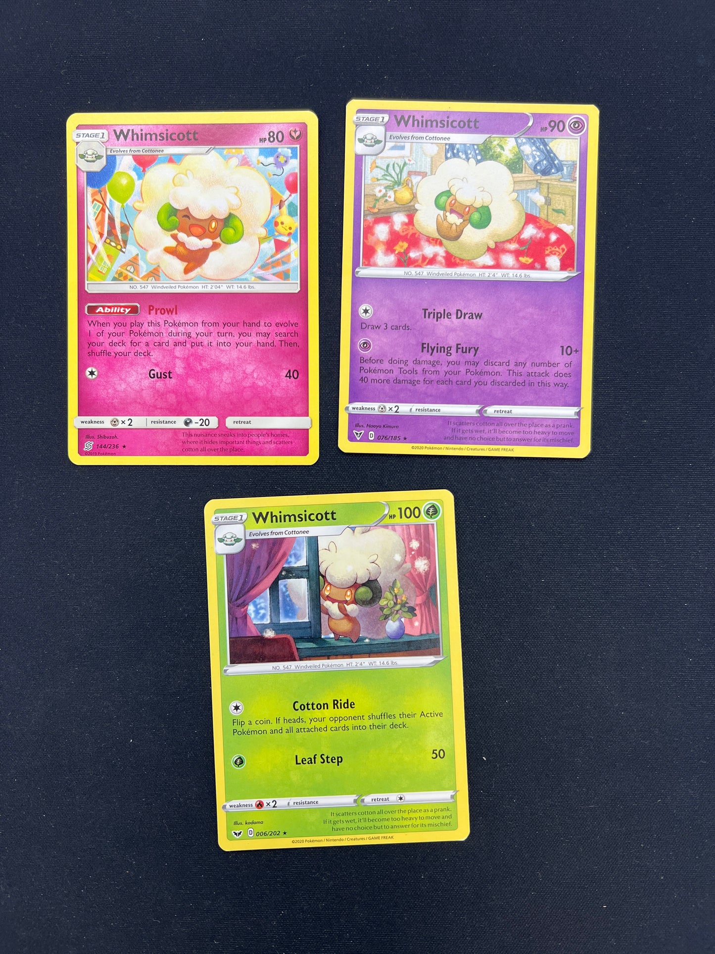 Auction Lot 465: Pokémon Cards Lot of 3 Whimsicott Cards Conditions Vary