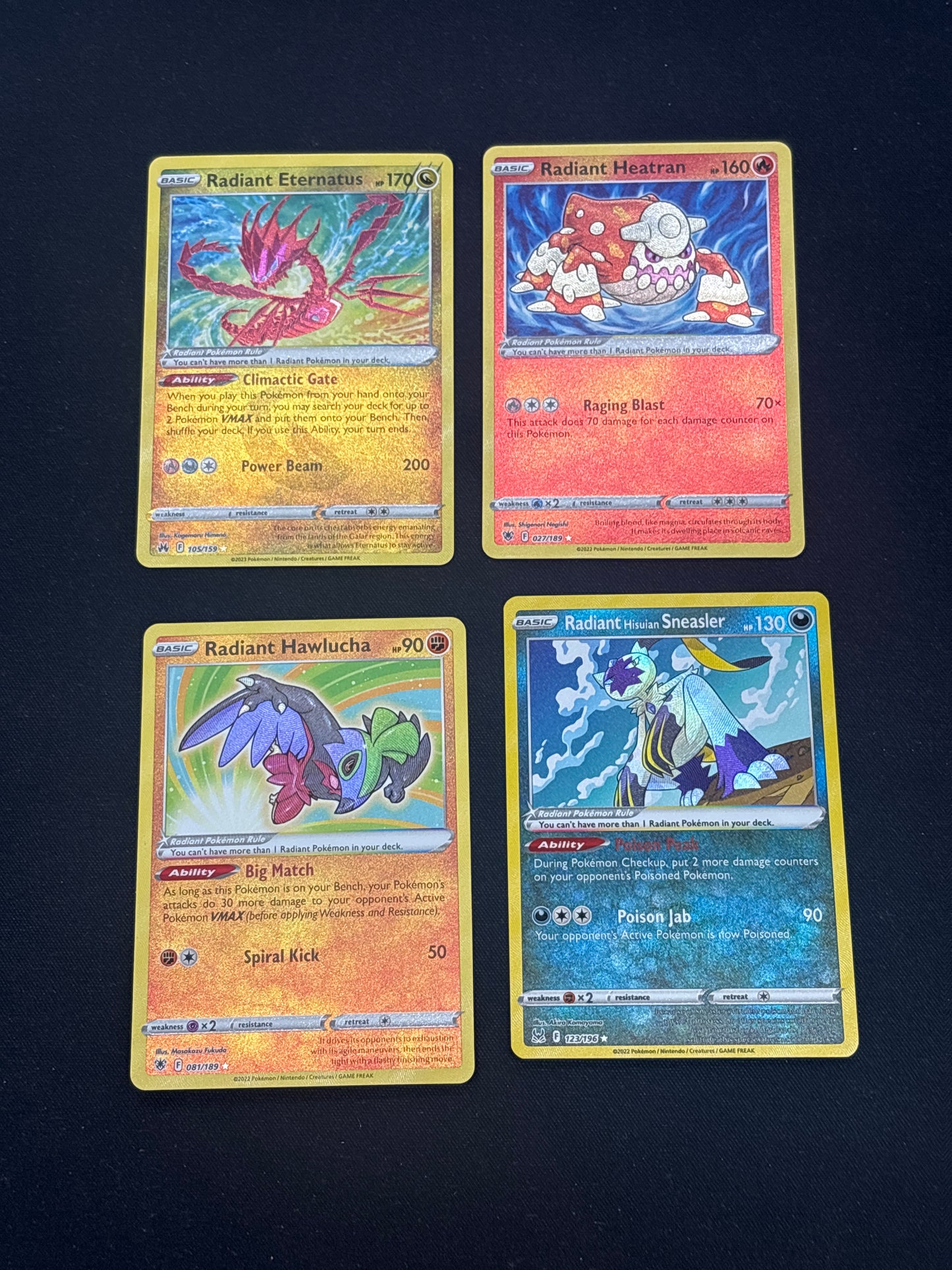 Auction Lot 259: Pokemon Cards Lot of 4 Radiant Rarity Cards Conditions Vary