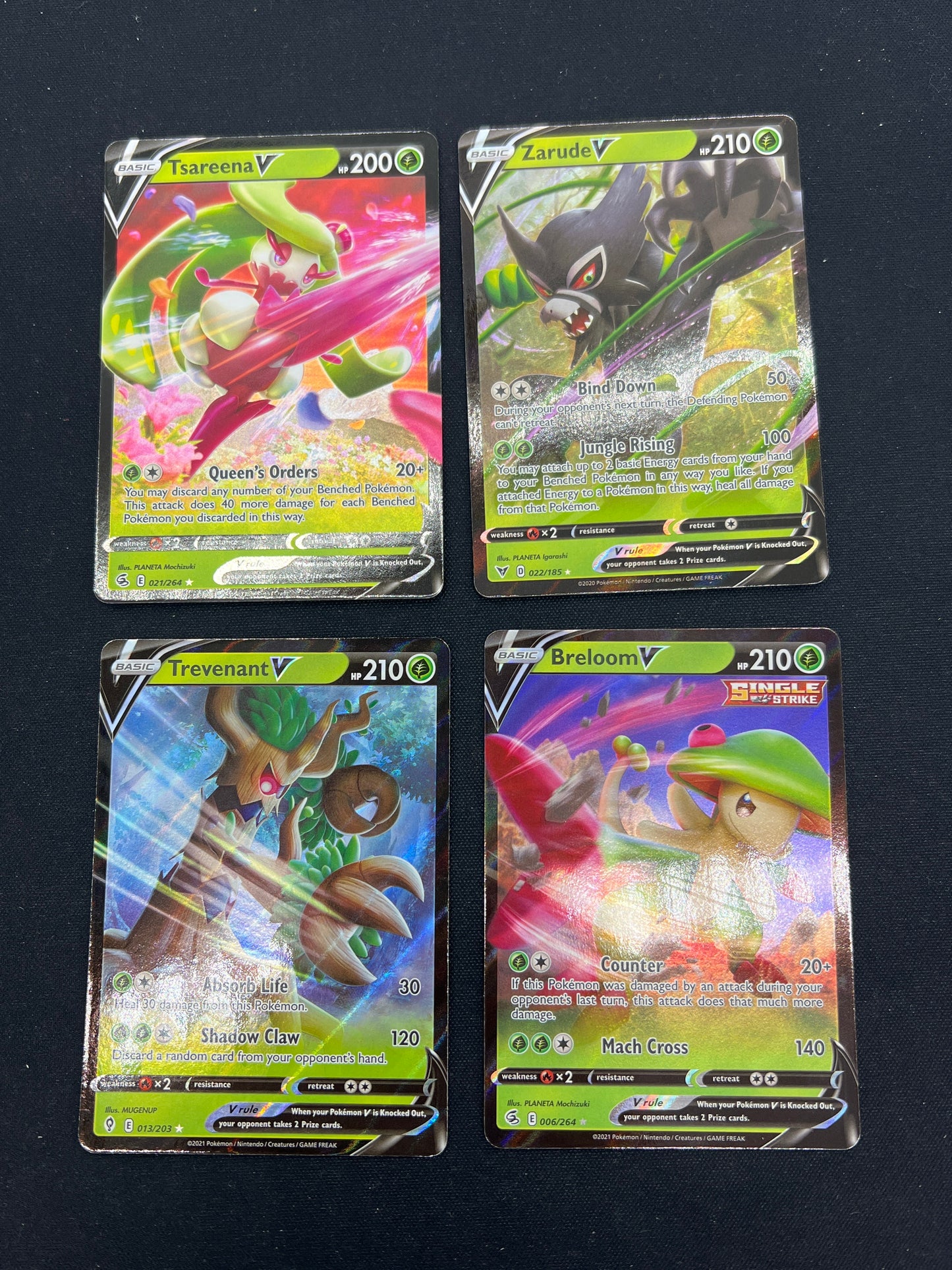 Auction Lot 189: Pokemon Cards Lot of 4 Assorted Grass Types V Ultra Rares SWSH Conditions Vary