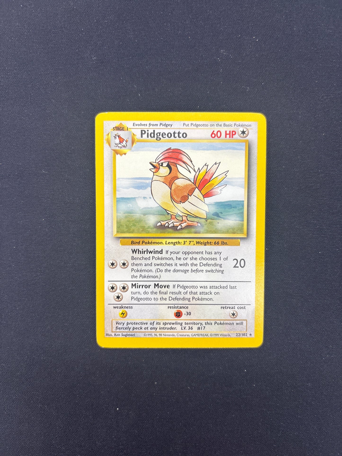 Auction Lot 337: Pokemon Card Pidgeotto Base Set Condition Vary