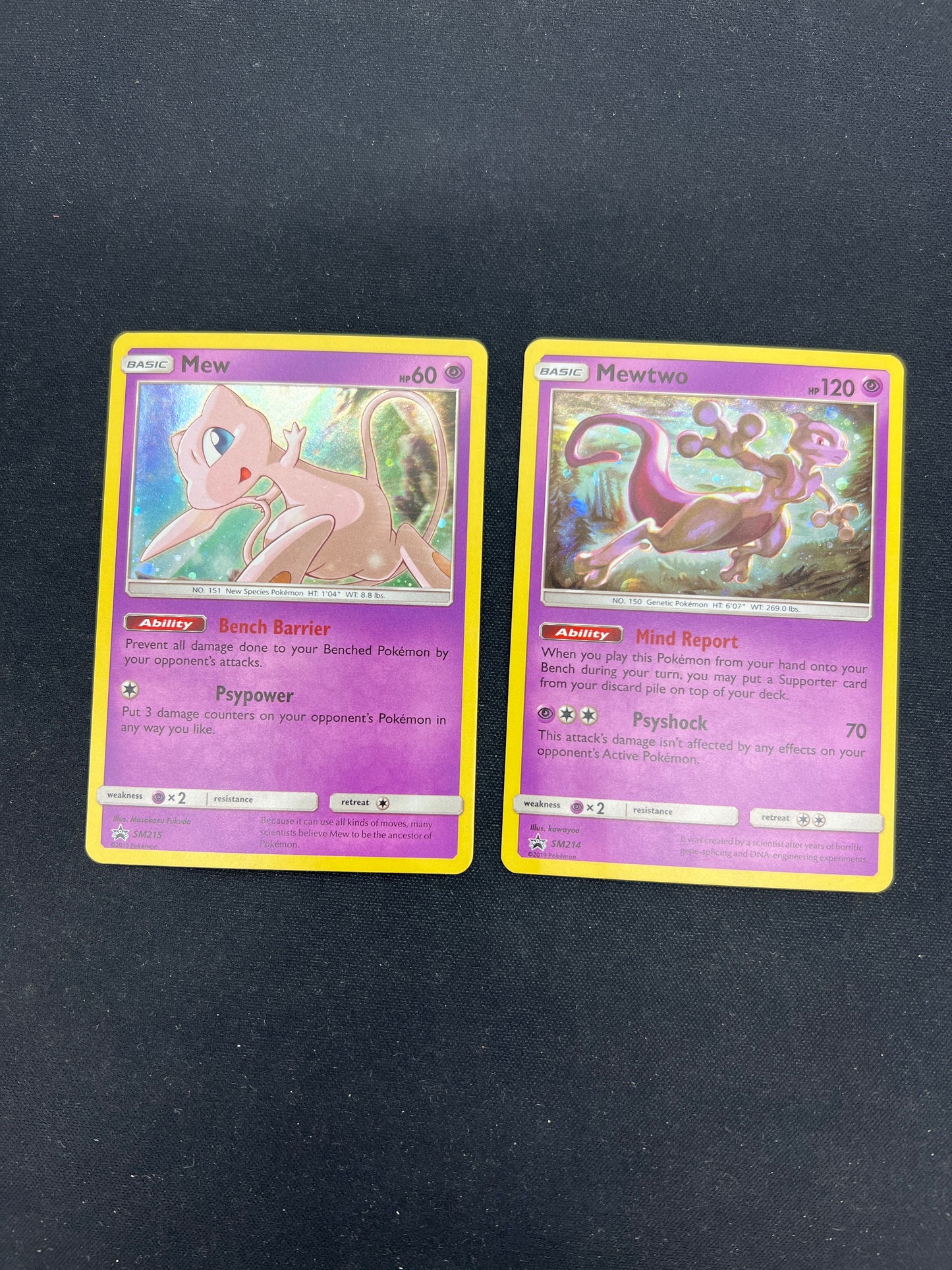 Auction Lot 86: Pokemon Cards Mew & Mewtwo SM Promo Conditions Vary