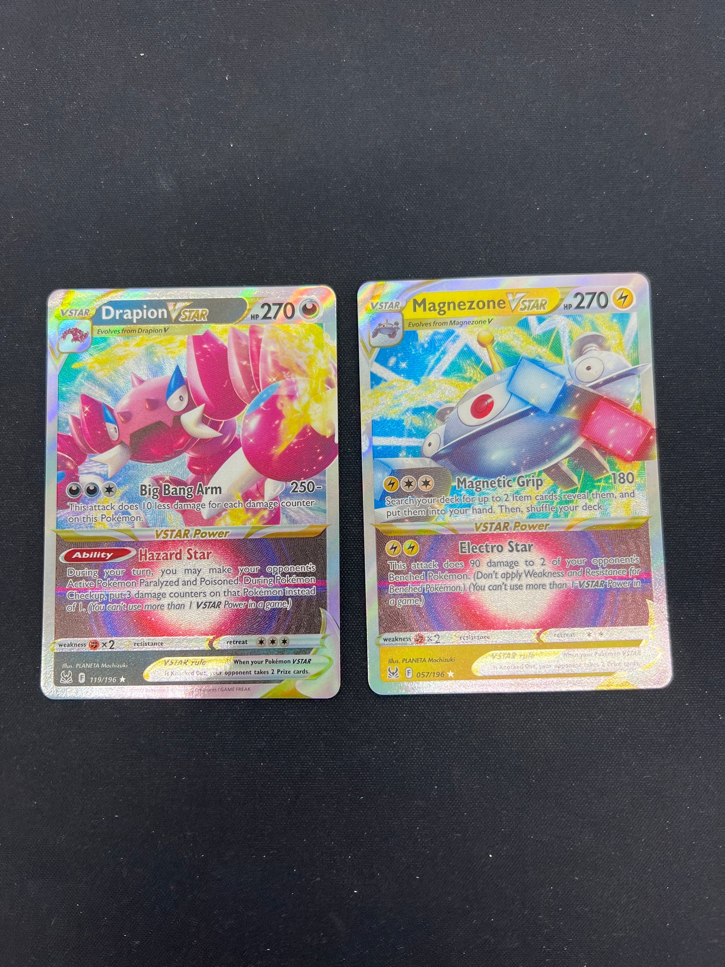 Auction Lot 193: Pokemon Cards Lot of 2 Drapion VSTAR & Magnezone VSTAR SWSH Conditions Vary