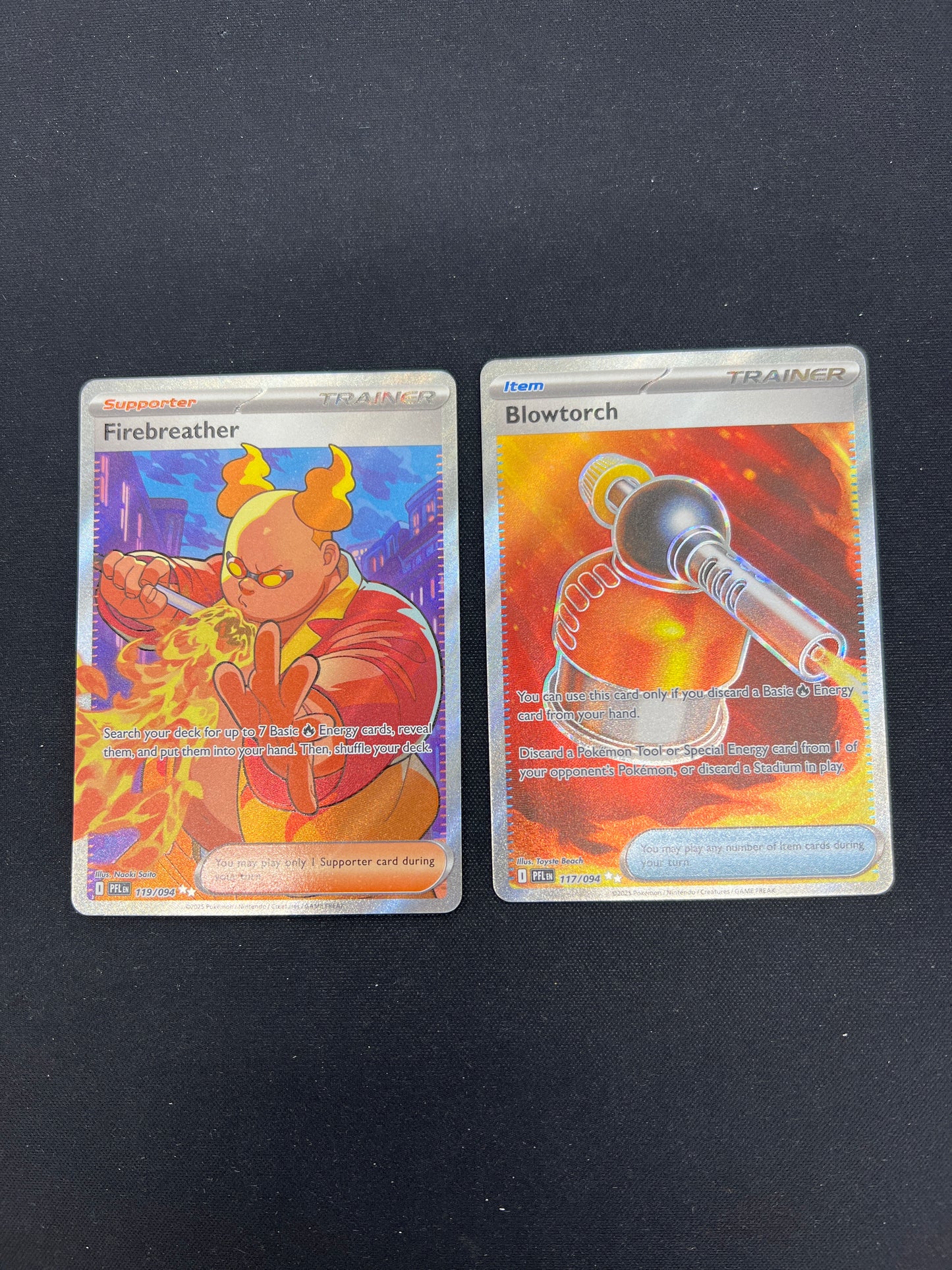Auction Lot 275: Pokemon Cards Phantasmal Flames Firebreather and Blowtorch Full Art Conditions Vary