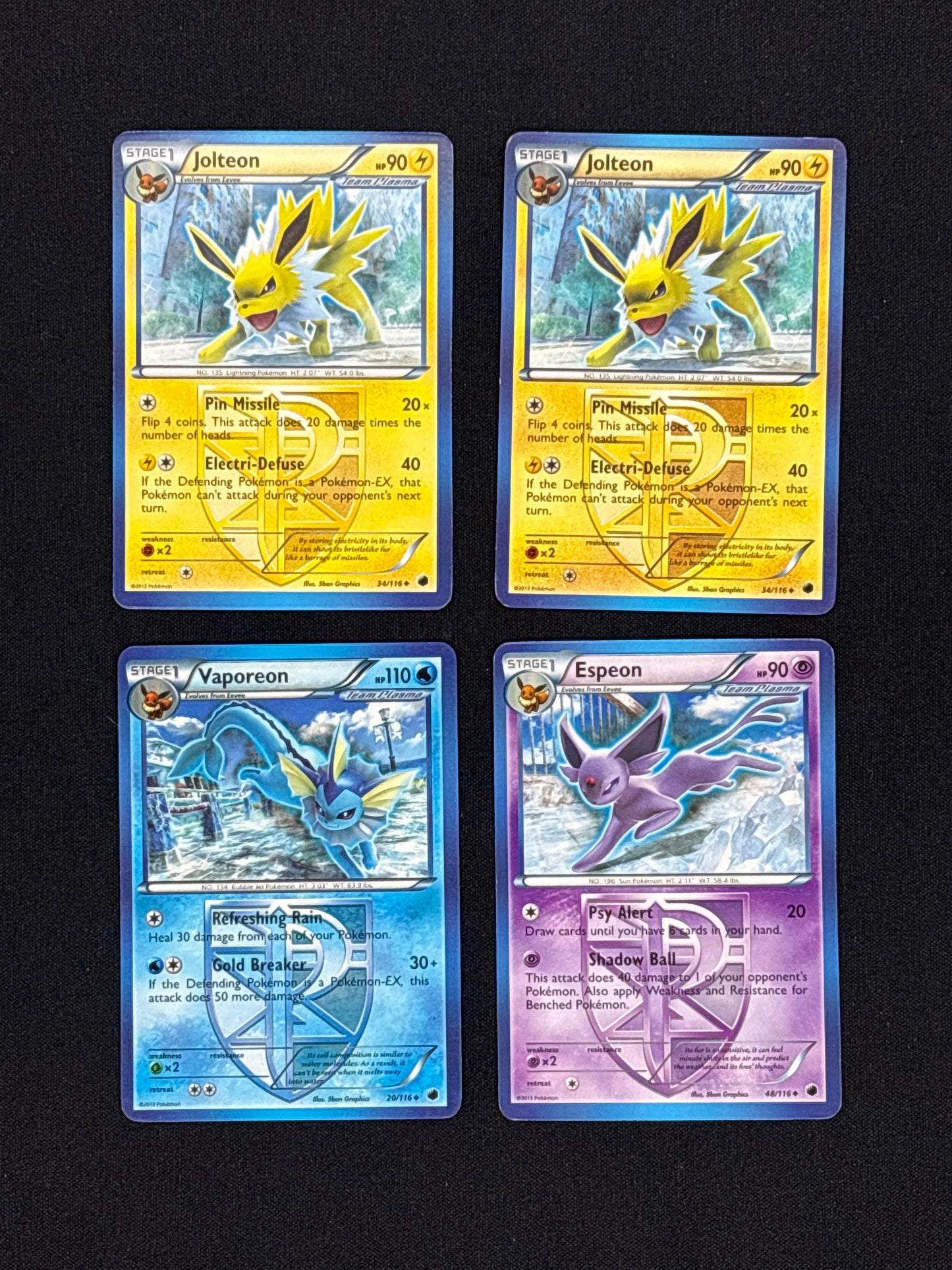 Auction Lot 40: Pokemon Black & White Plasma Freeze Eeveelution Non Holo Conditions Vary