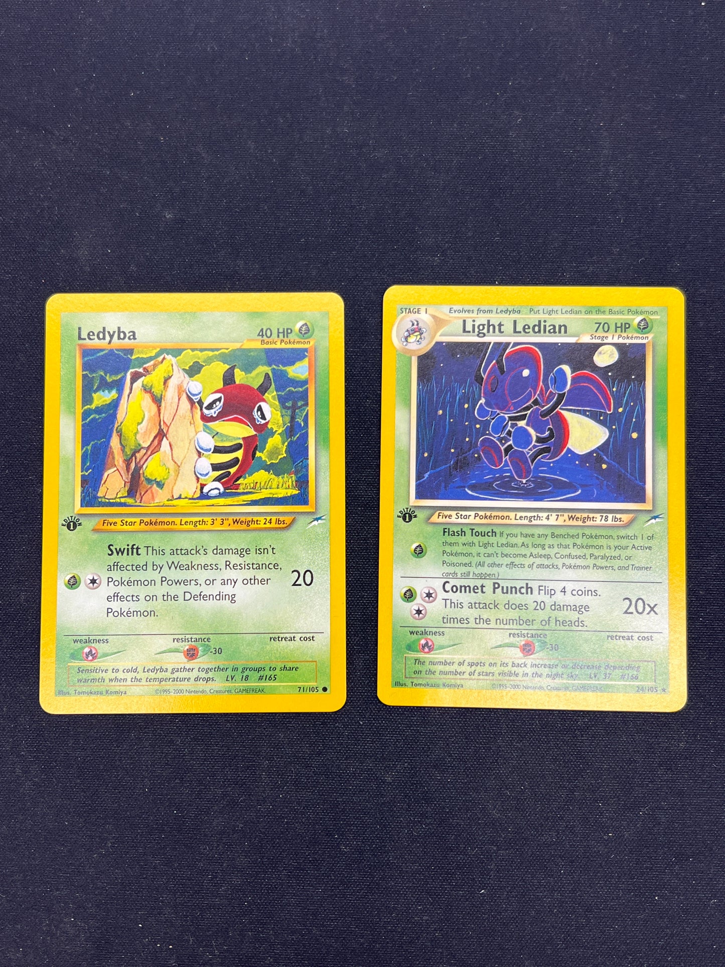 Auction Lot 8: Pokemon Cards Ledyba & Light Ledian 1st Edition Neo Discovery Conditions Vary