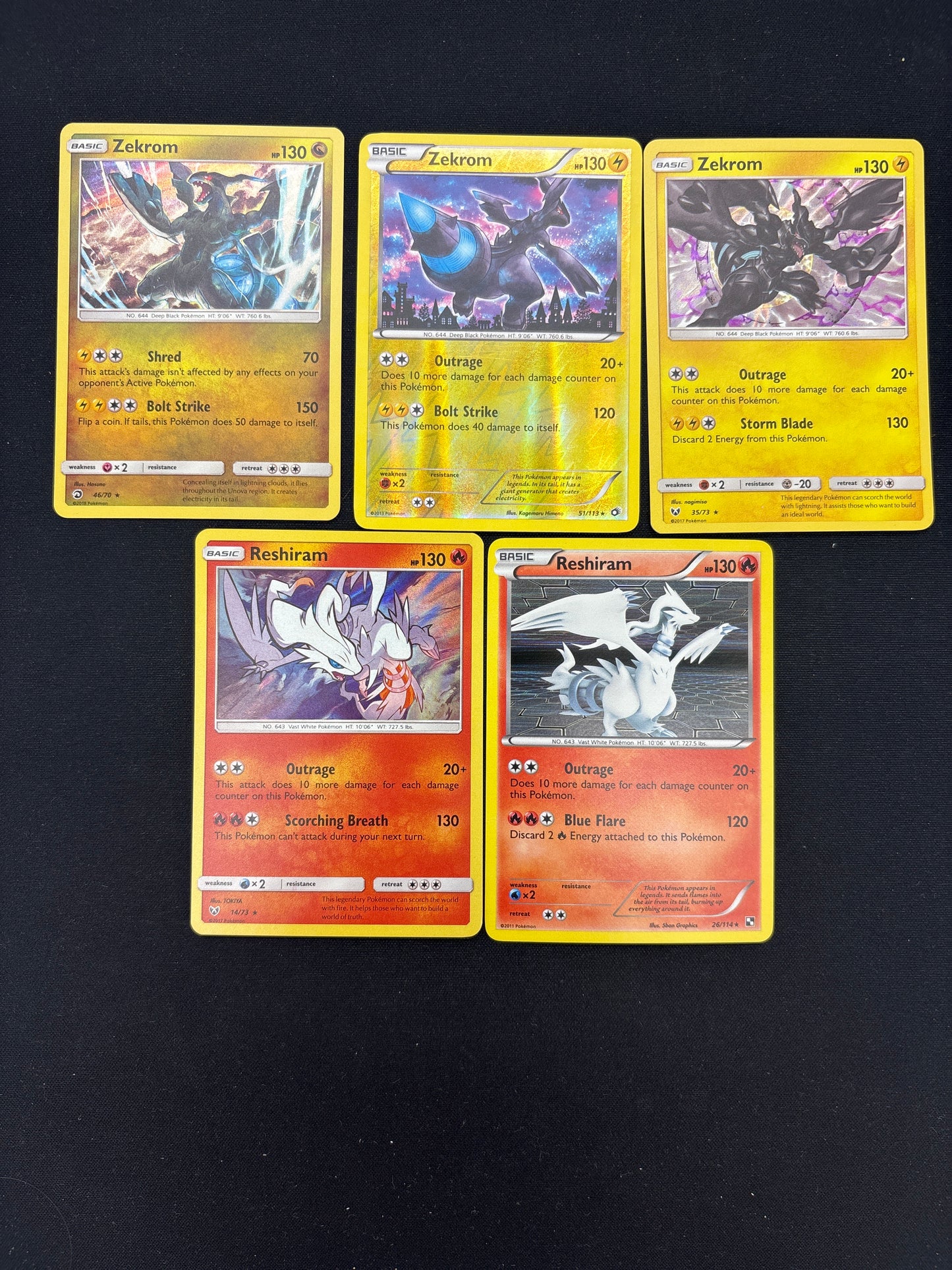 Auction Lot 66: Pokemon Cards Lot of 5 Zekrom & Reshiram Conditions Vary