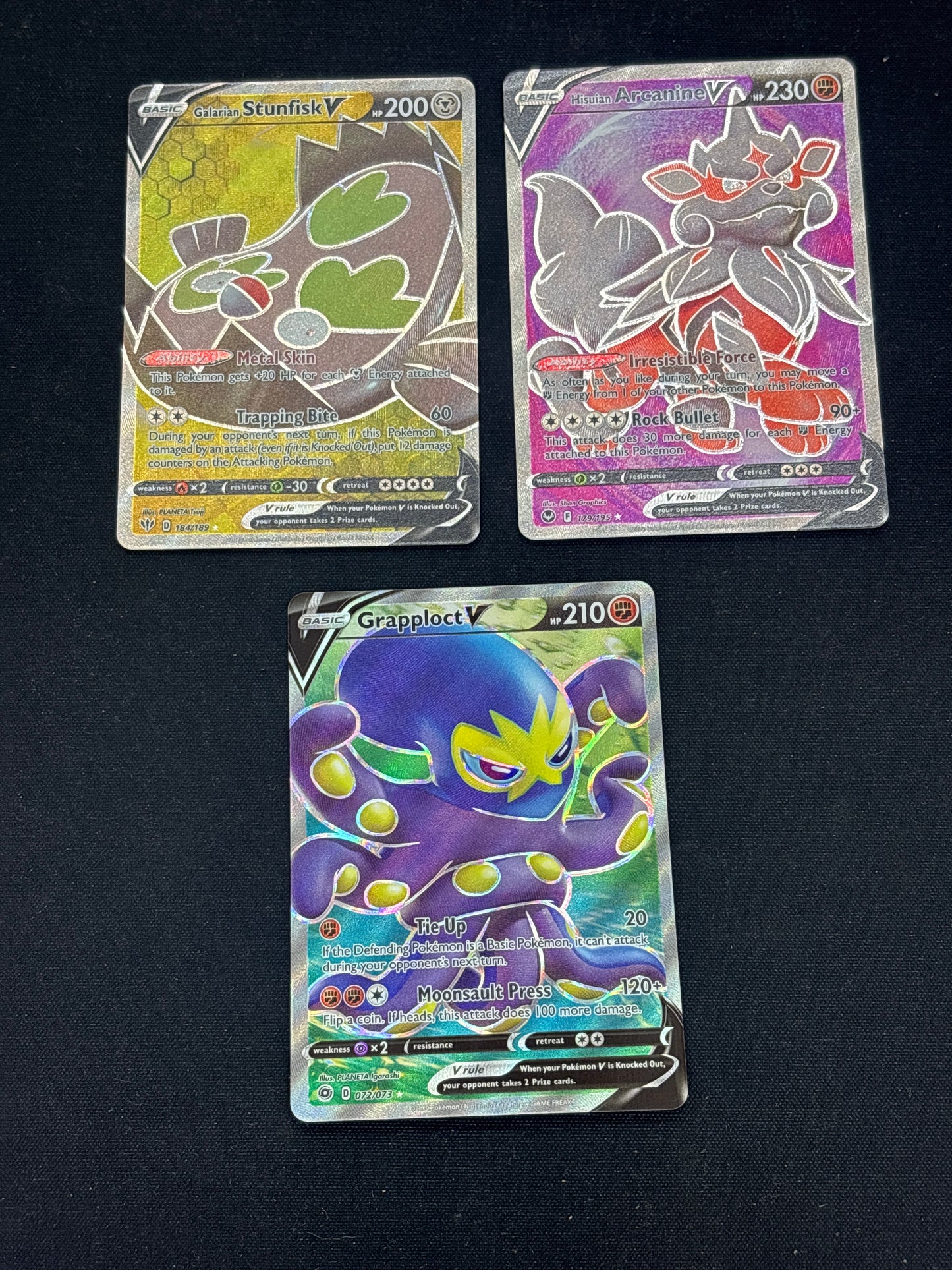 Auction Lot 59: Pokemon Cards Lot of 3 SWSH V Full Arts Conditions Vary