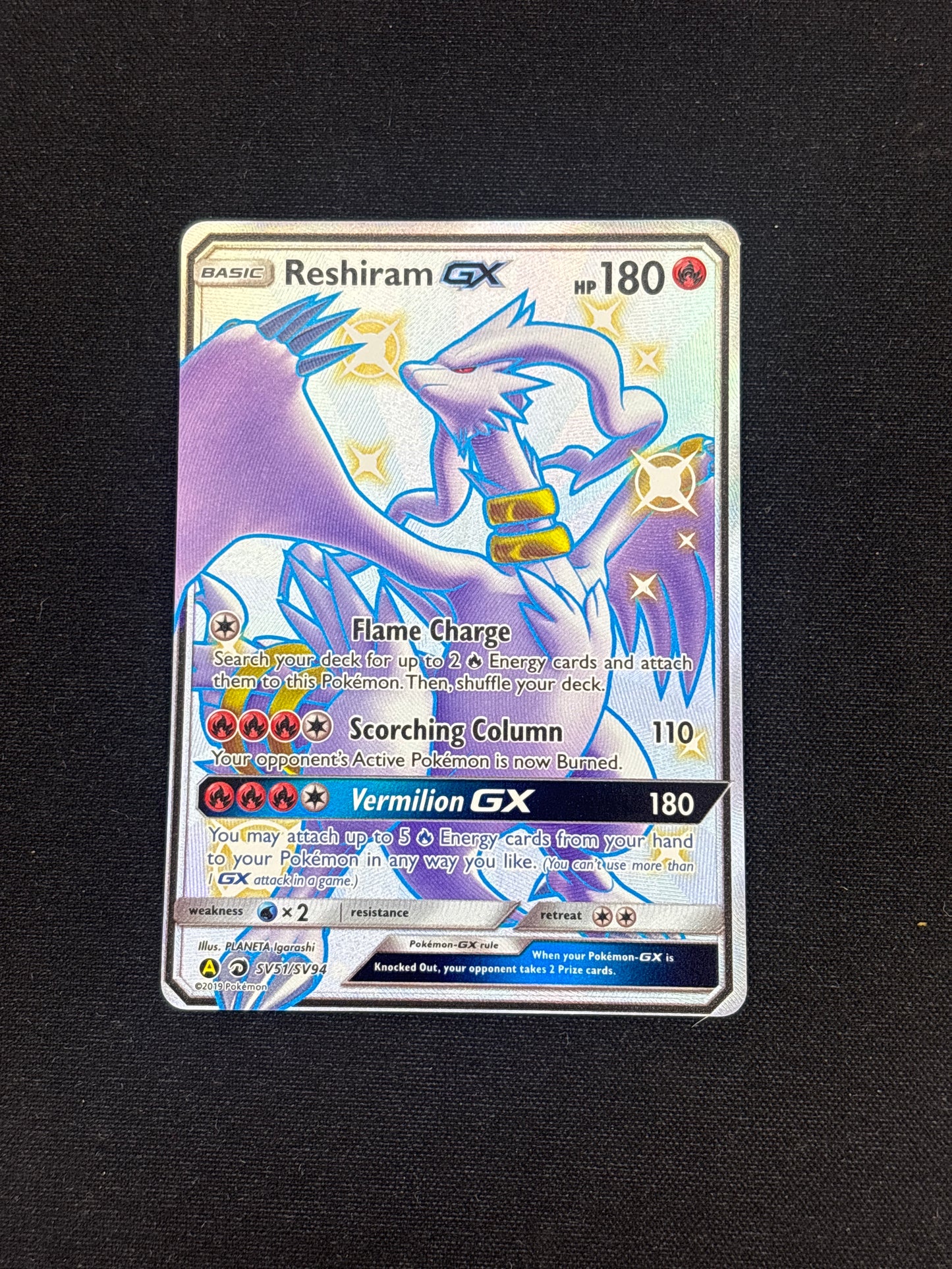 Auction Lot 101: Pokemon Cards Reshiram GX Shiny Vault Full Art Condition Vary