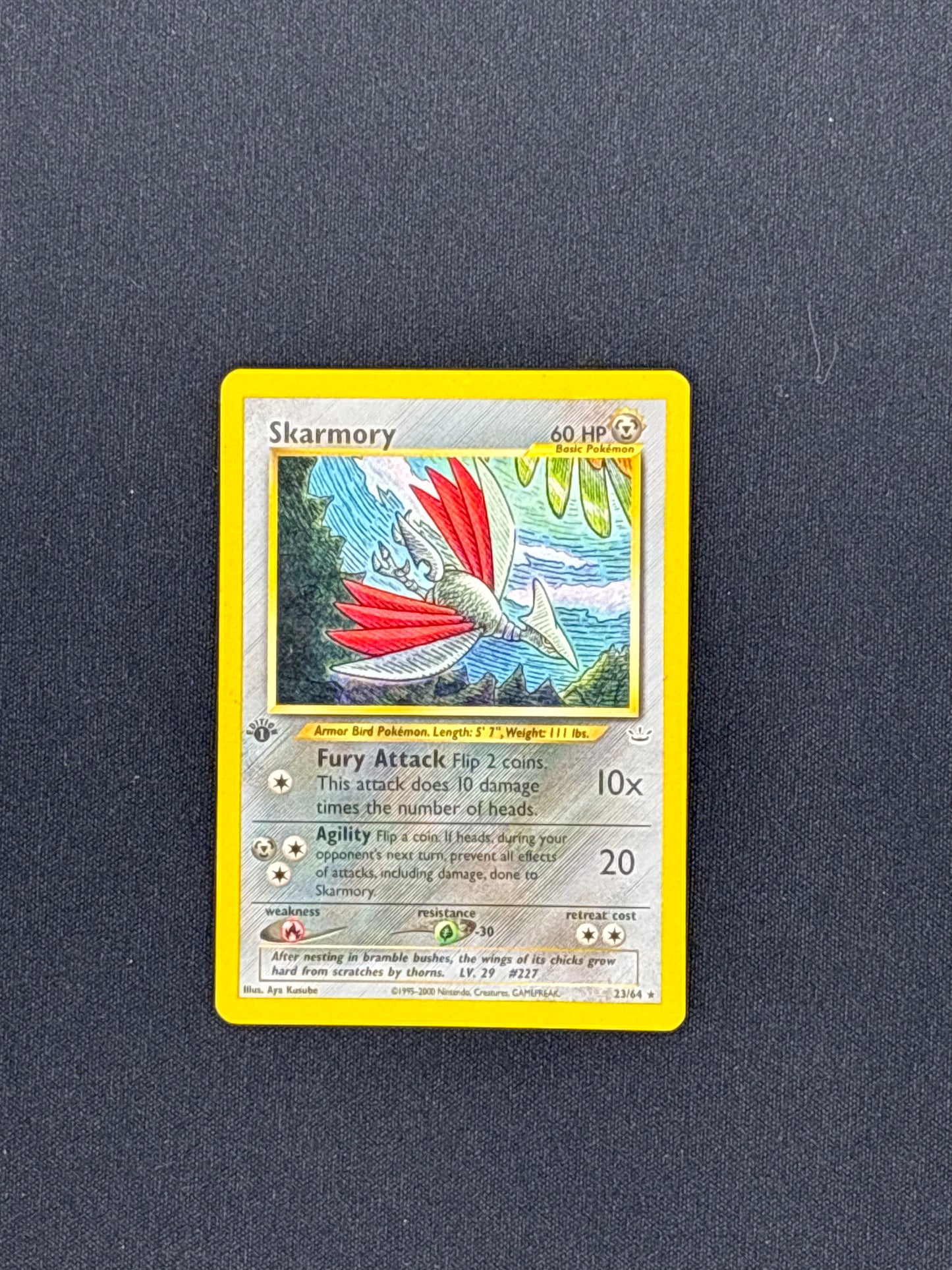 Auction Lot 24: Pokemon WOTC Skarmory 1st Edition Neo Revelation Non Holo Rare Card Condition Vary