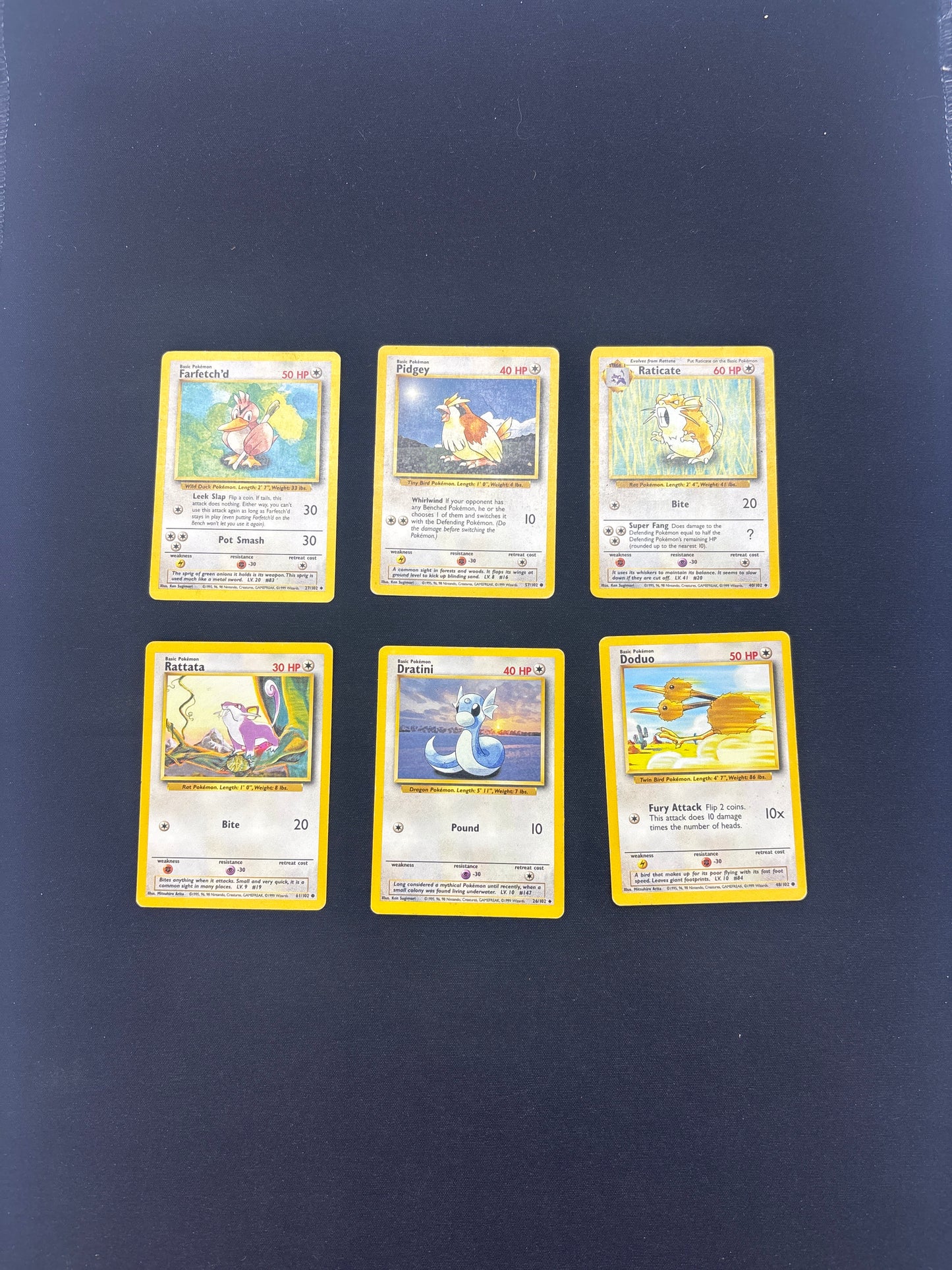 Auction Lot 16: Pokemon Cards Lot of 6 Base Set Conditions Vary