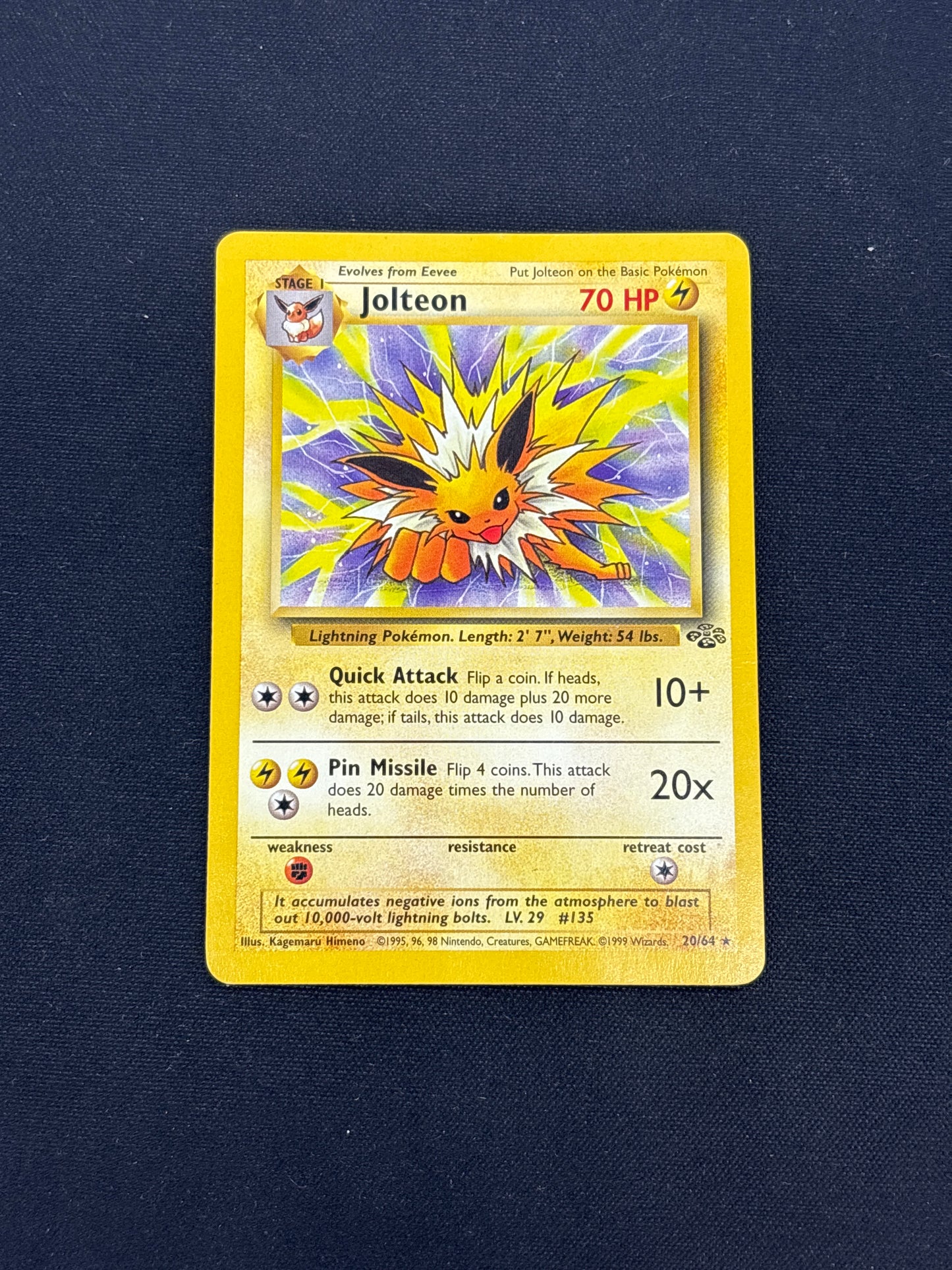 Auction Lot 7: Jolteon Non Holo Rare Pokemon WOTC Jungle Card Conditions Vary