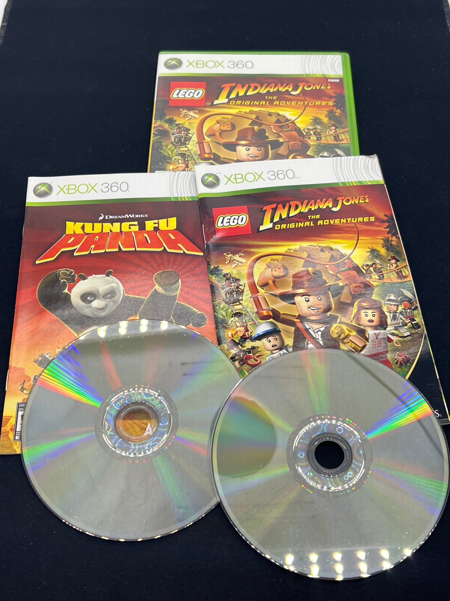 Auction Lot 166: XBOX 360 2 Pack Video Game Kung FU Panda Lego Indiana Jones CIB
