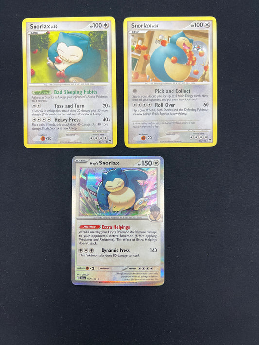 Auction Lot 426: Pokemon Cards Assorted Lot of 3 Snorlax Non Holo & Holo Rares Conditions Vary