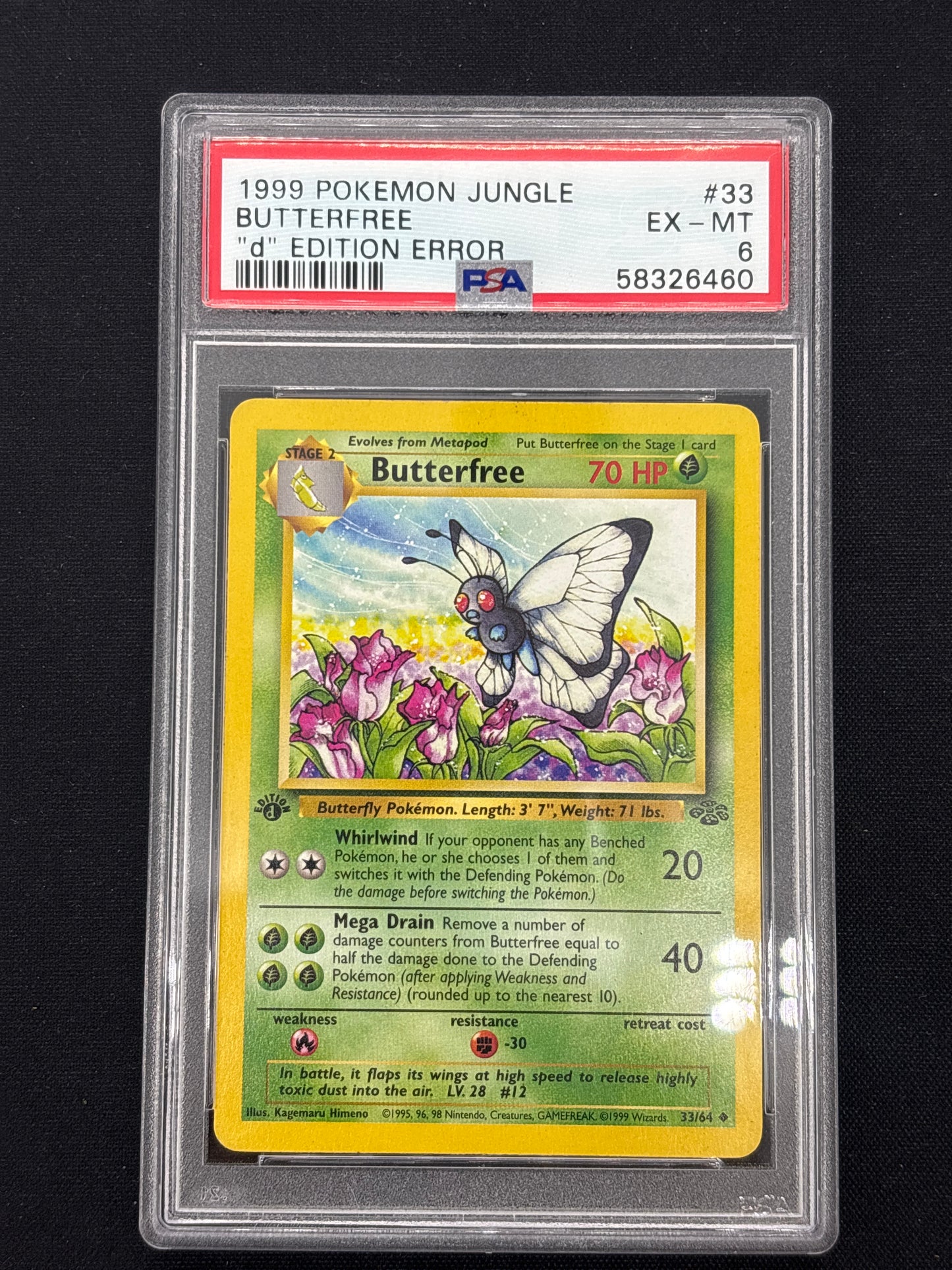Auction Lot 1: Pokemon Graded Card Butterfree PSA 6 1st Edition Jungle Error