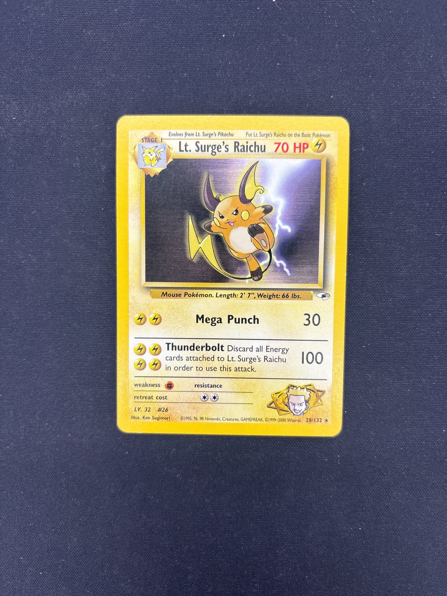 Auction Lot 168: Pokemon Card LT. Surge's Raichu Gym Heroes Conditions Vary