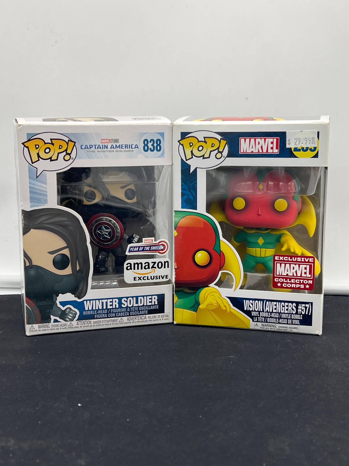 Auction Lot 17: POP Funko Marvel Winter Soldier 838 Vision (Avengers #57) 239 Figures