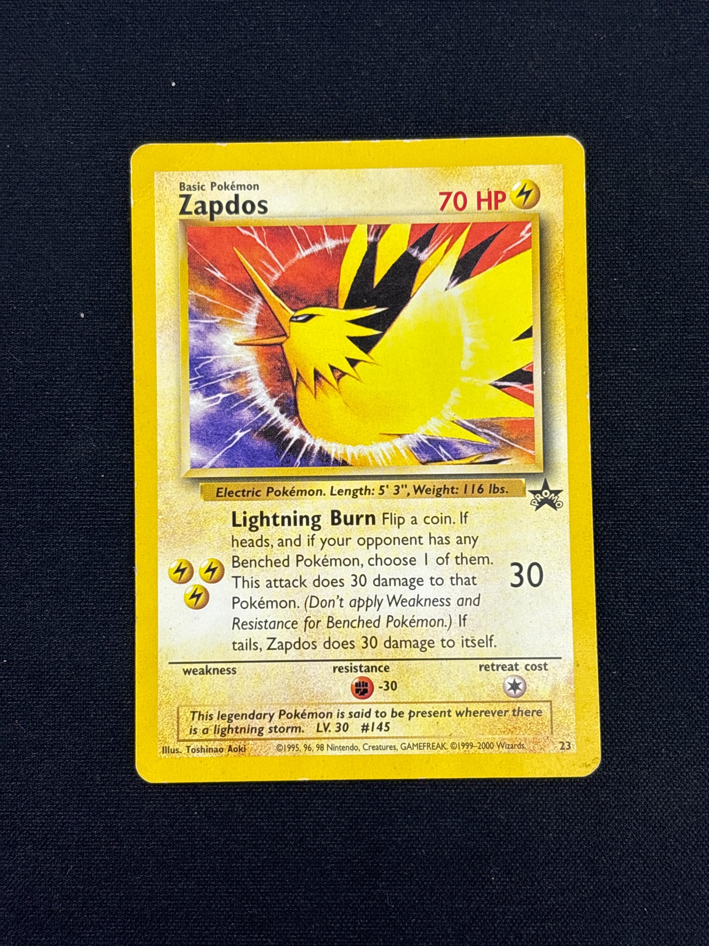 Auction Lot 20: Zapdos Black Star Promo WOTC Card Conditions Vary