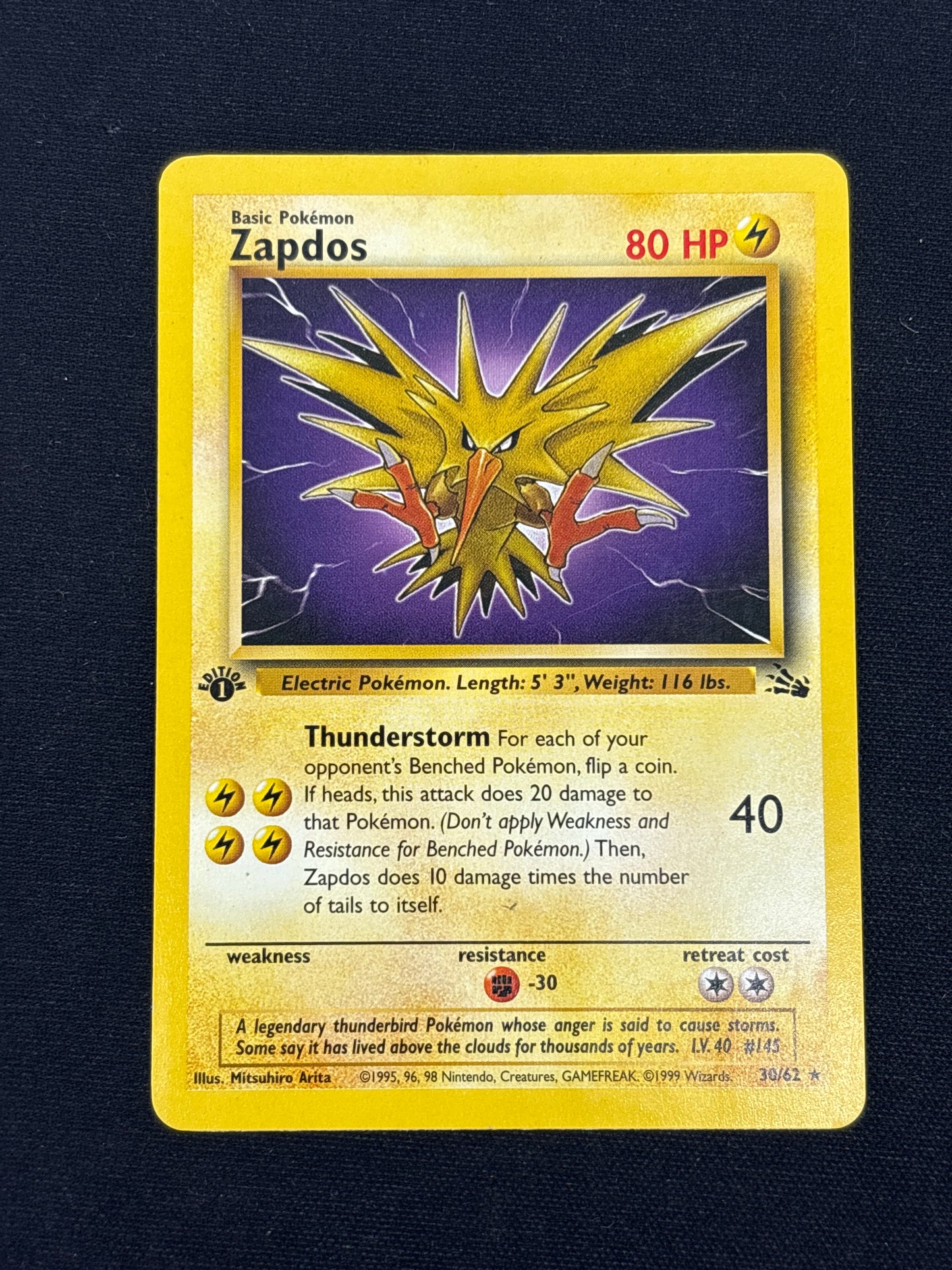 Auction Lot 229: Pokemon Cards Zapdos Non Holo 1st Edition Fossil Condition Vary