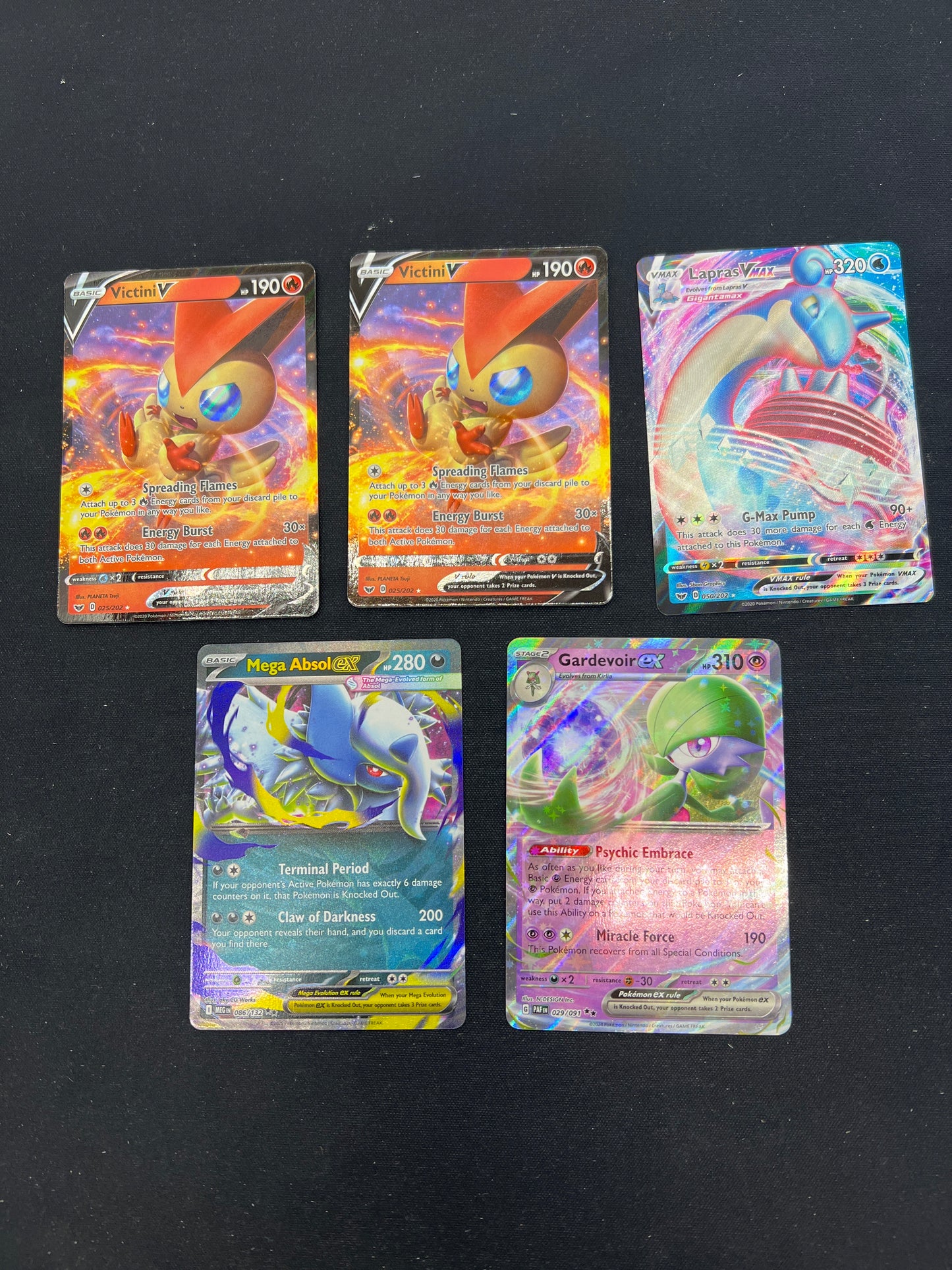 Auction Lot 143: Pokemon Cards LIAM Assorted Lot of 5 EX & Full Art V VMAX Conditions Vary