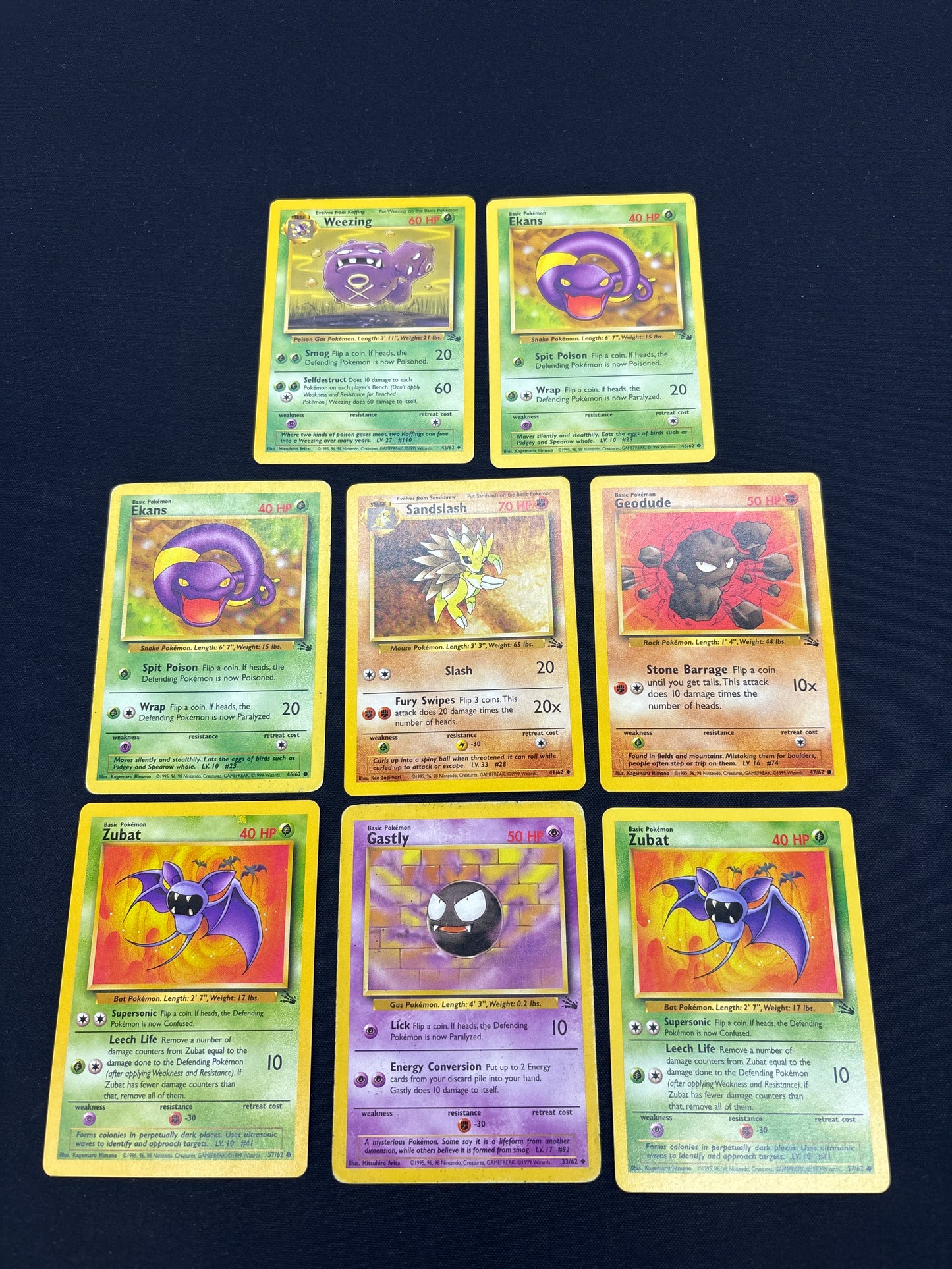 Auction Lot 114: Pokemon Cards Lot of 7 Assorted WOTC Fossil Commons Uncommons Conditions Vary