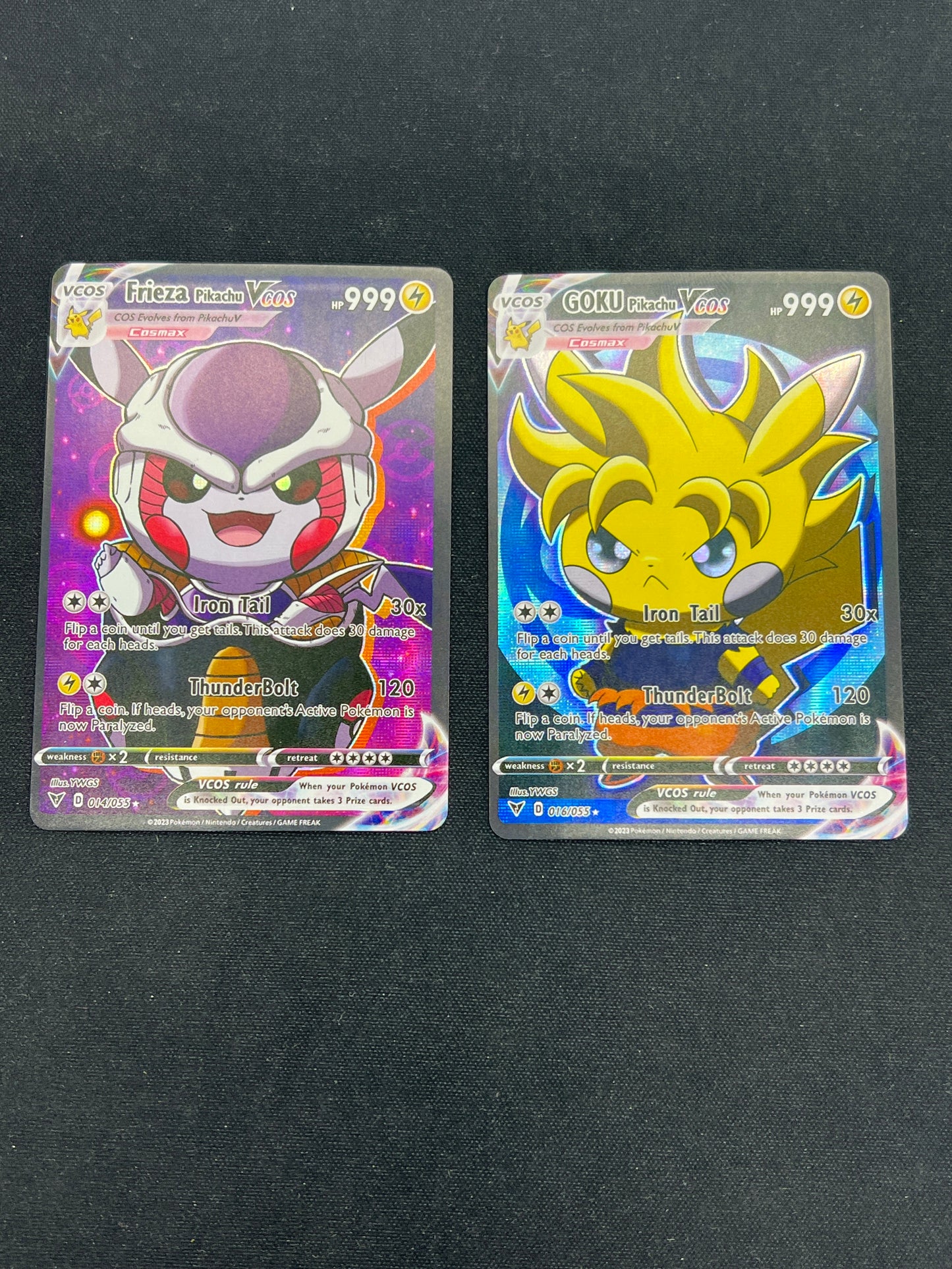 Auction Lot 304: Pokemon Cards CUSTOM DragonBallZ Pikachu VCOS Full Art Conditions Vary