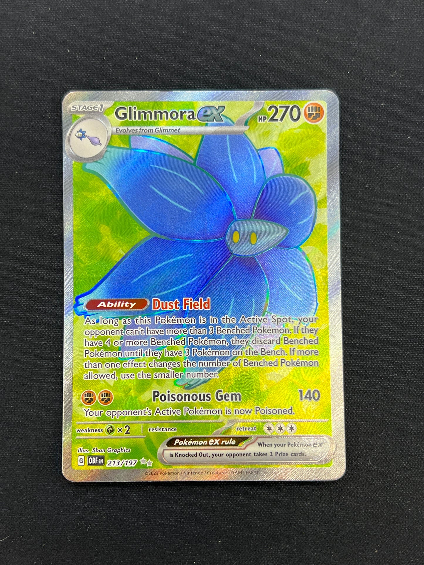 Auction Lot 136: Pokemon Cards Glimmora EX Full Art Obsidian Flames Conditions Vary