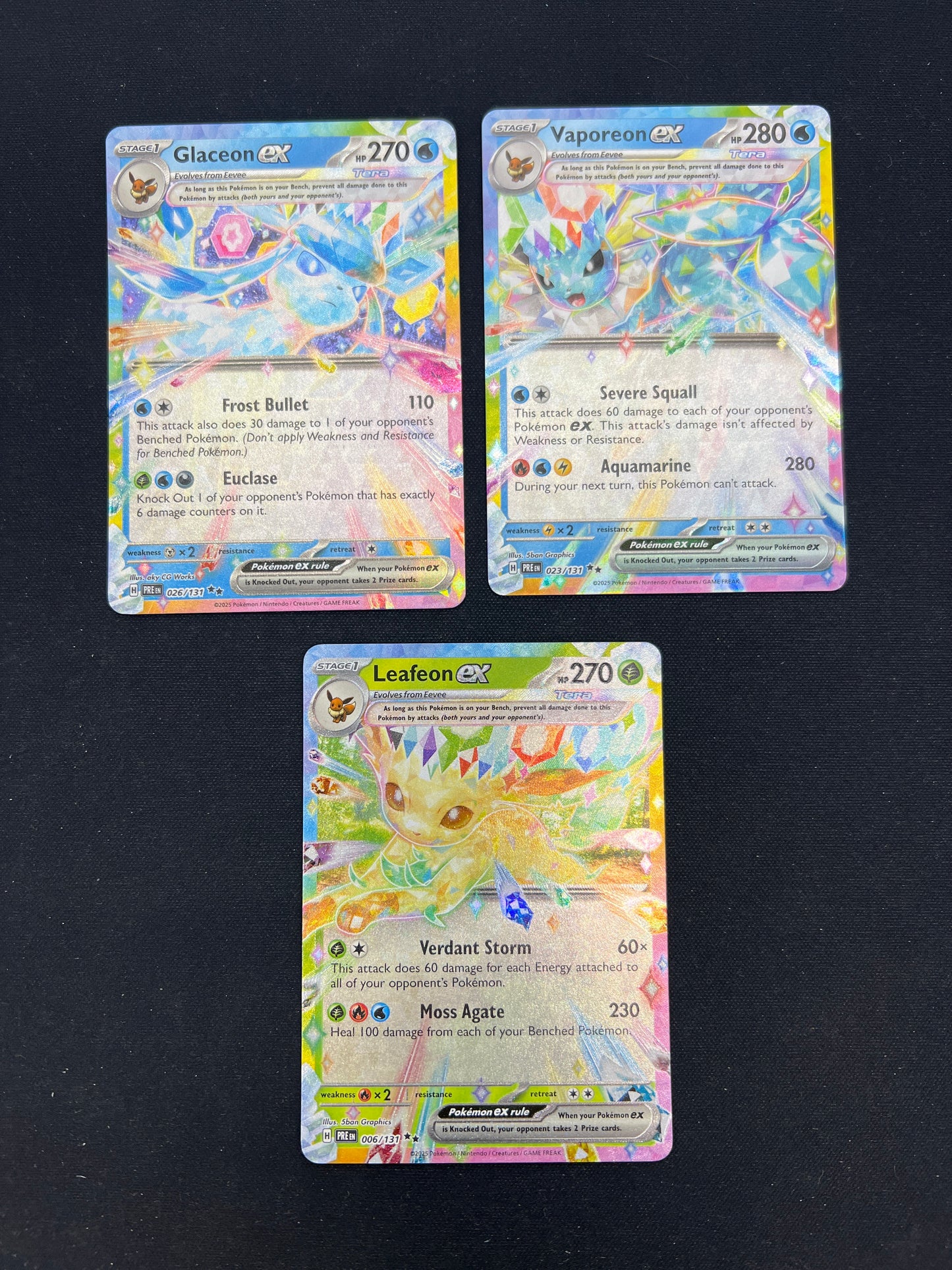 Auction Lot 213: Pokemon Cards Lot of 3 Assorted Eeveelutions EX Prismatic Evolutions Conditions Vary