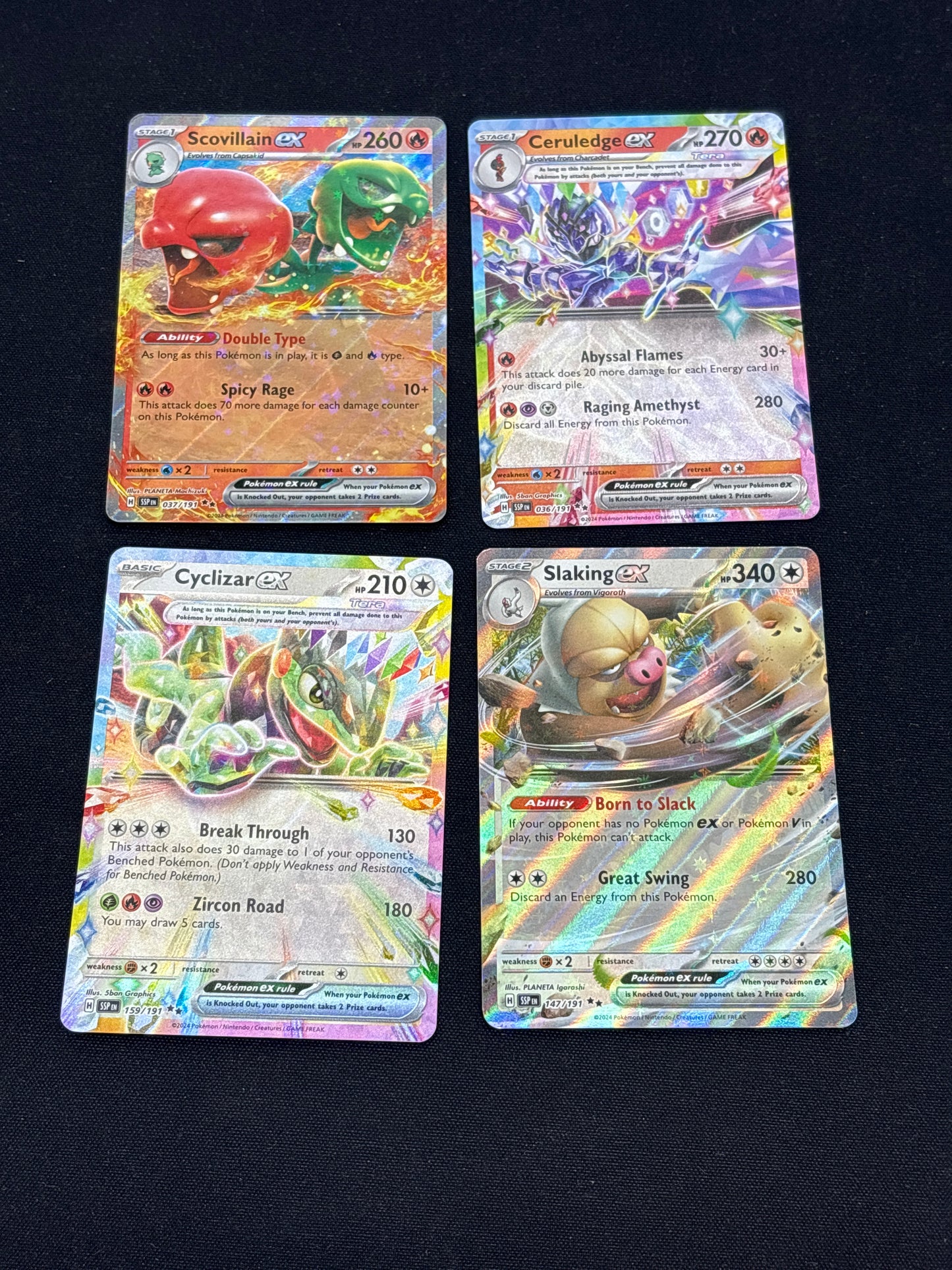 Auction Lot 241: Pokemon Cards Assorted Lot of 4 EX Ultra Rares Surging Sparks Conditions Vary