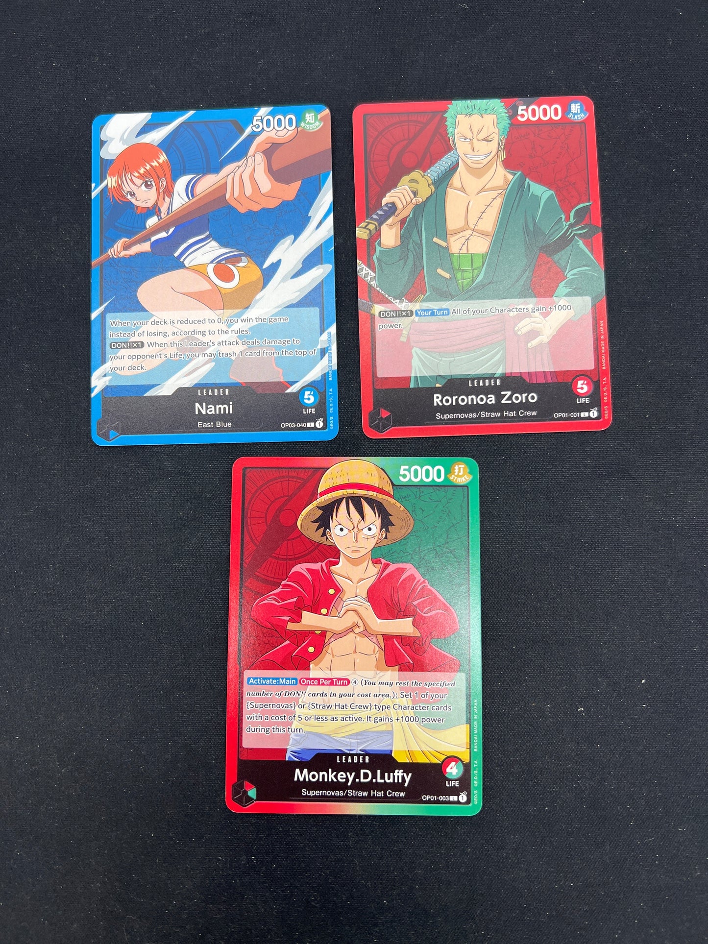 Auction Lot 391: One Piece TCG Lot of 3 Common OP-01 Conditions Vary