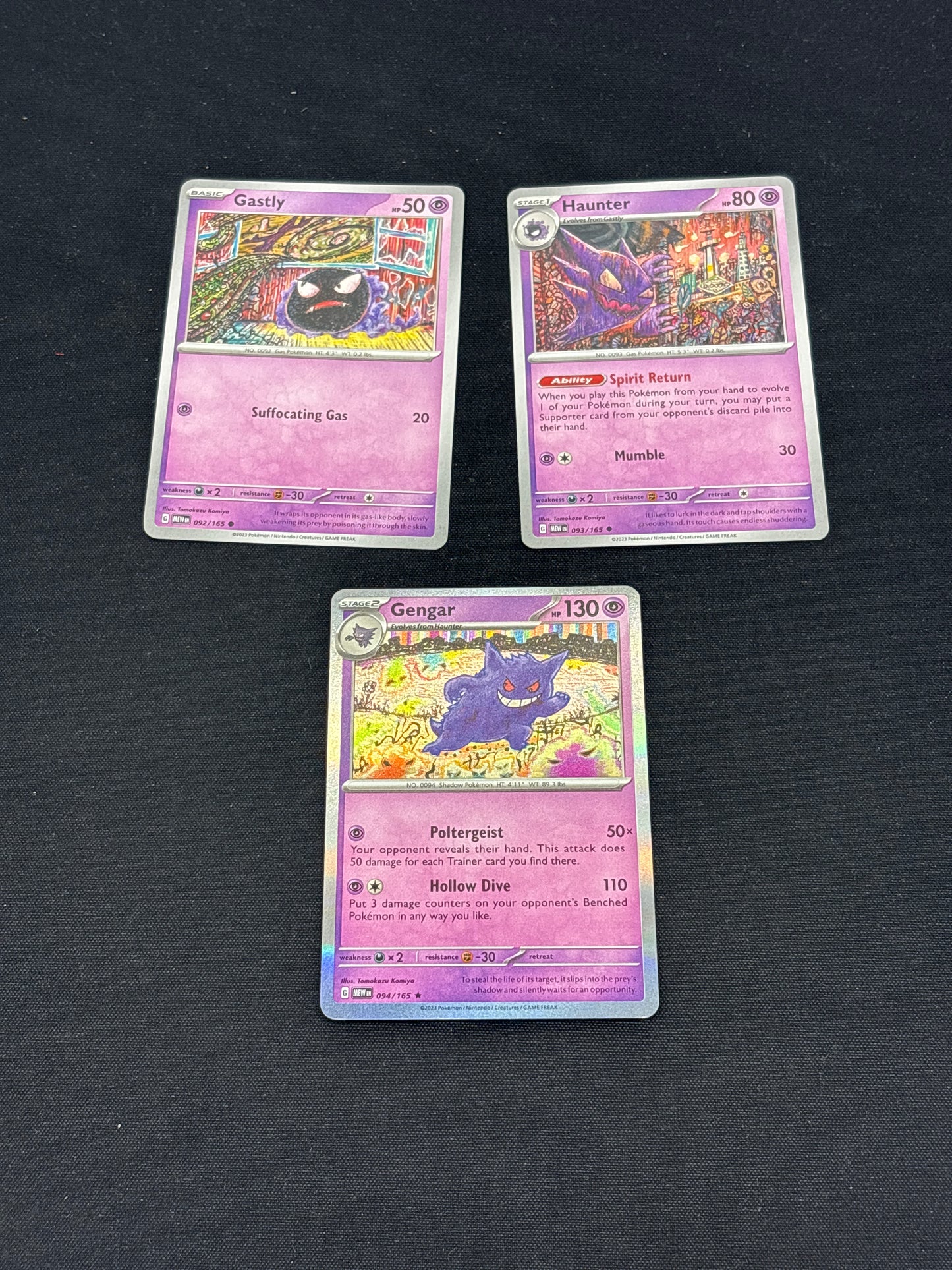 Auction Lot 491: Pokemon Cards SV 151 Lot of 3 Gastly Evolution Line Condition Vary