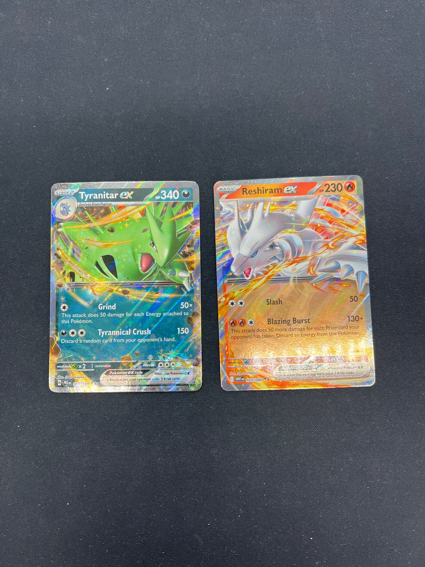 Auction Lot 135: Pokemon Cards Lot of 2 Tyranitar EX & Reshiram EX SV Conditions Vary