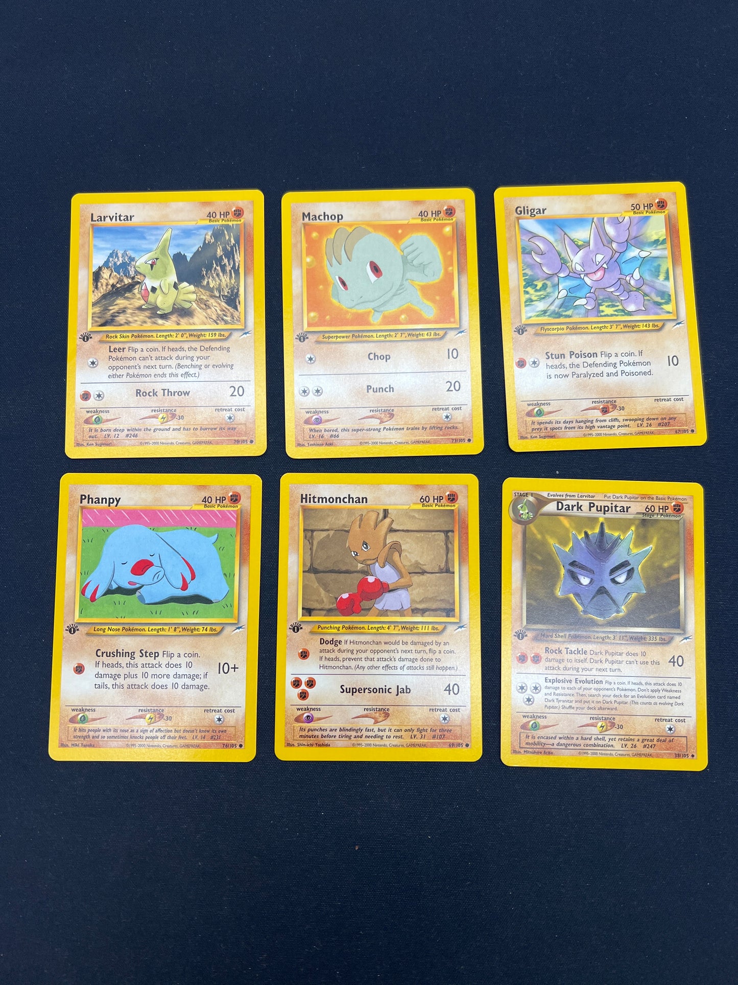 Auction Lot 7: Pokemon Cards Lot of 6 Assorted Fighting Type 1st Edition Neo Destiny Conditions Vary