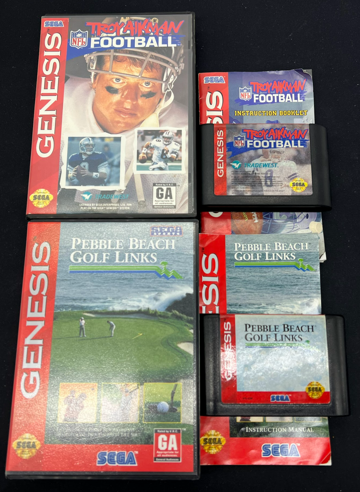 Auction Lot 156: Sega Genesis FootBall + Golf Links Lot of 2 Video Games CIB